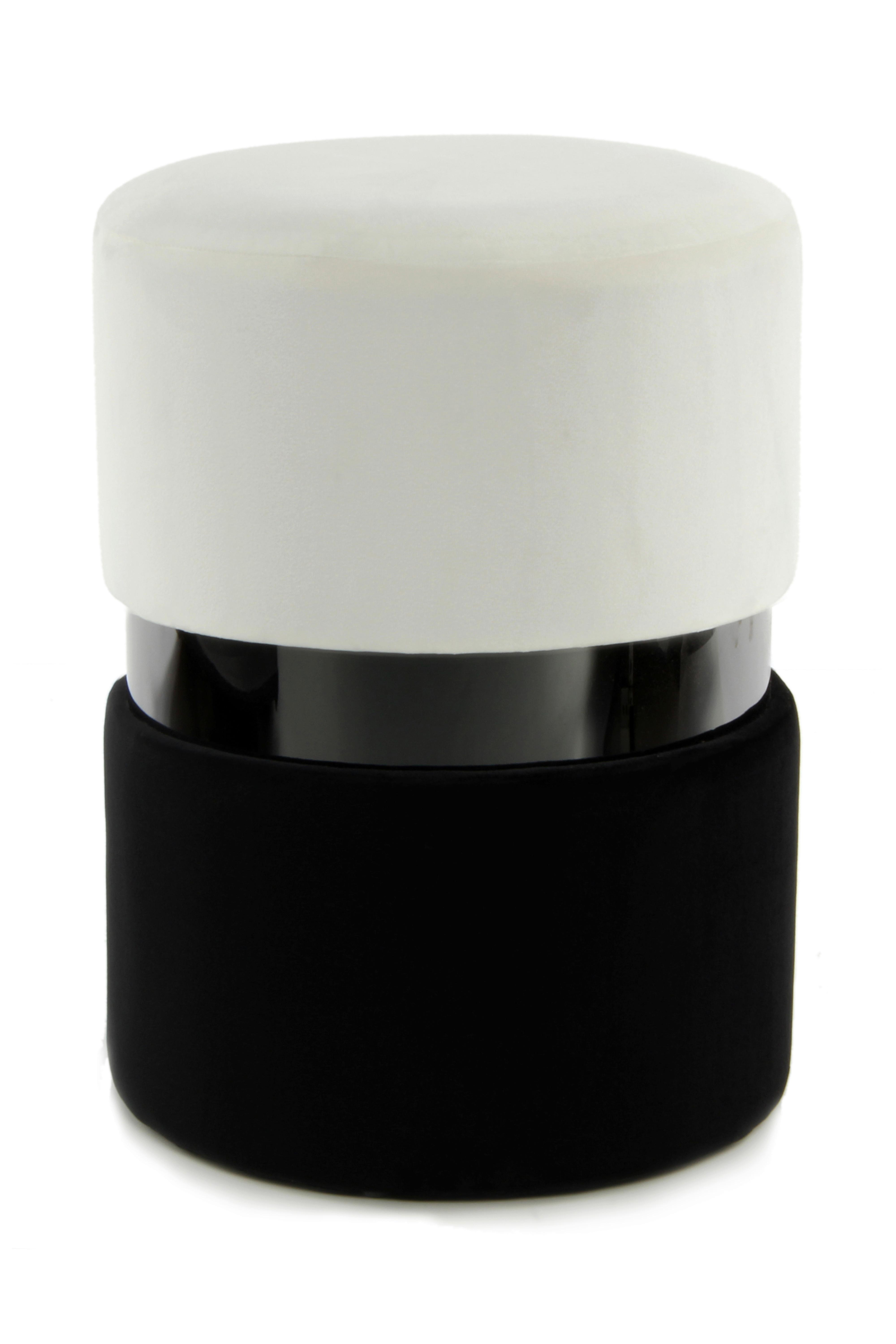 Pouf Samt Creme/Schwarz DxH: 35x46 cm