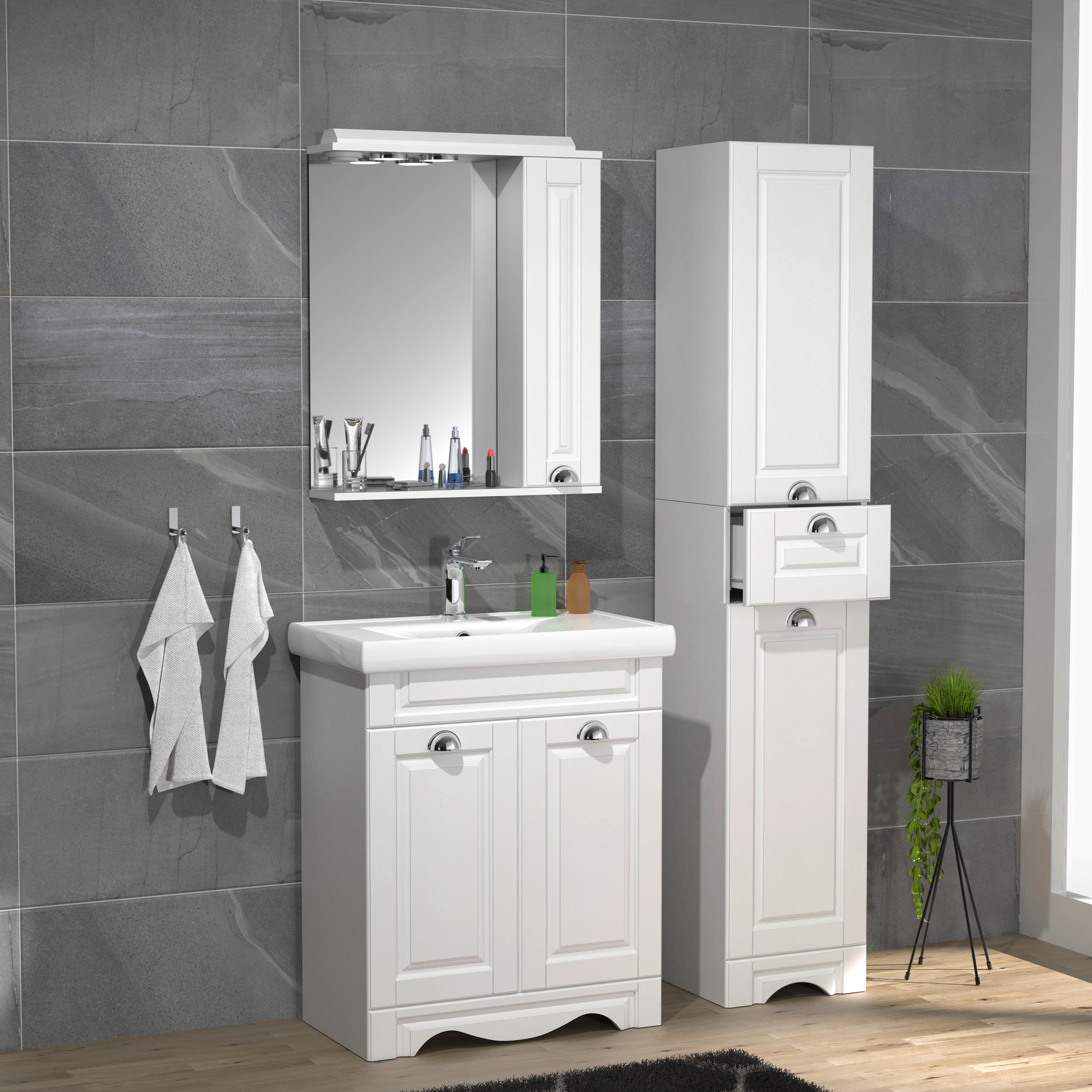 Badezimmer Casalo L - Weiß, MODERN, Glas/Keramik (96cm) - MID.YOU
