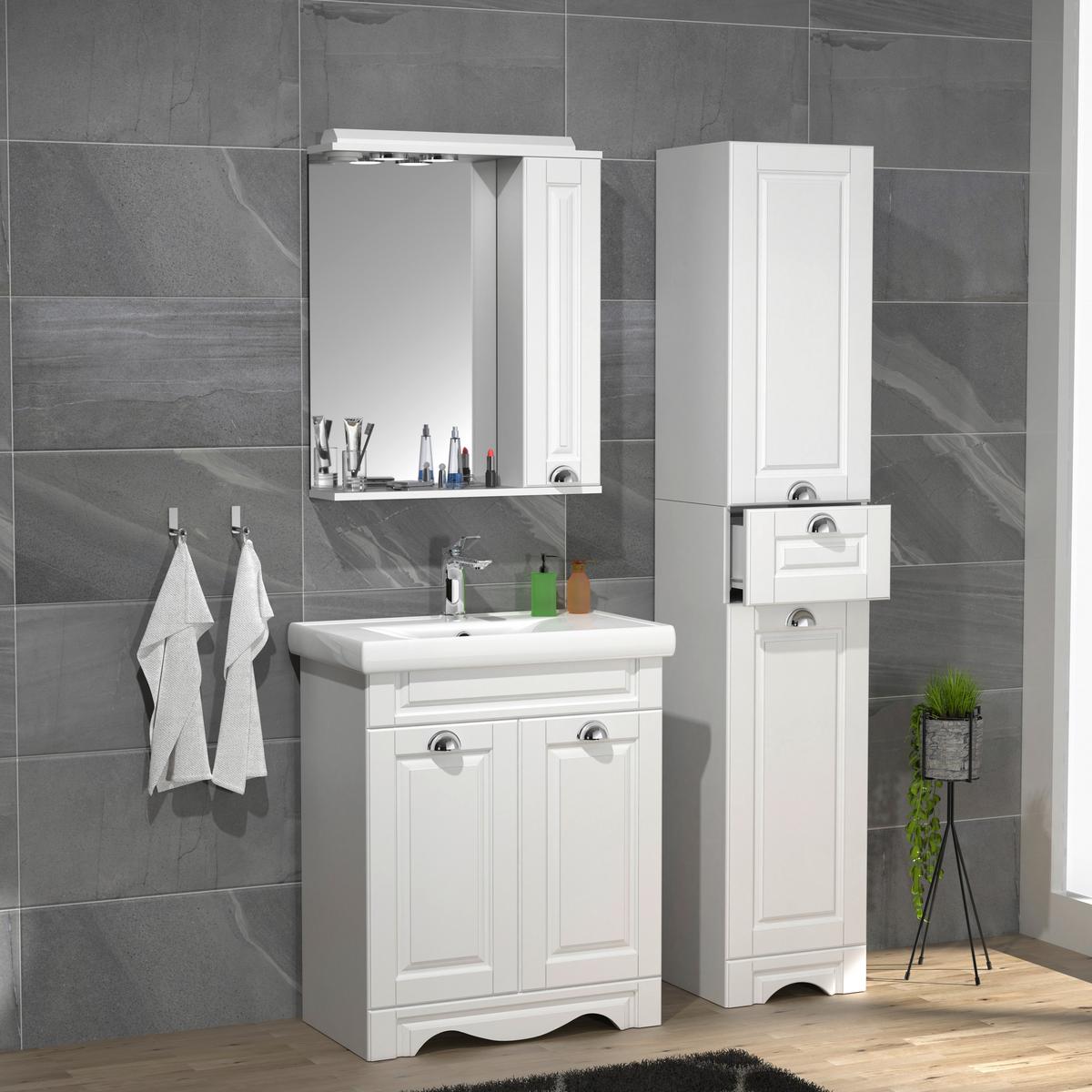 Badezimmer Casalo L - Weiß, MODERN, Glas/Keramik (96cm) - MID.YOU