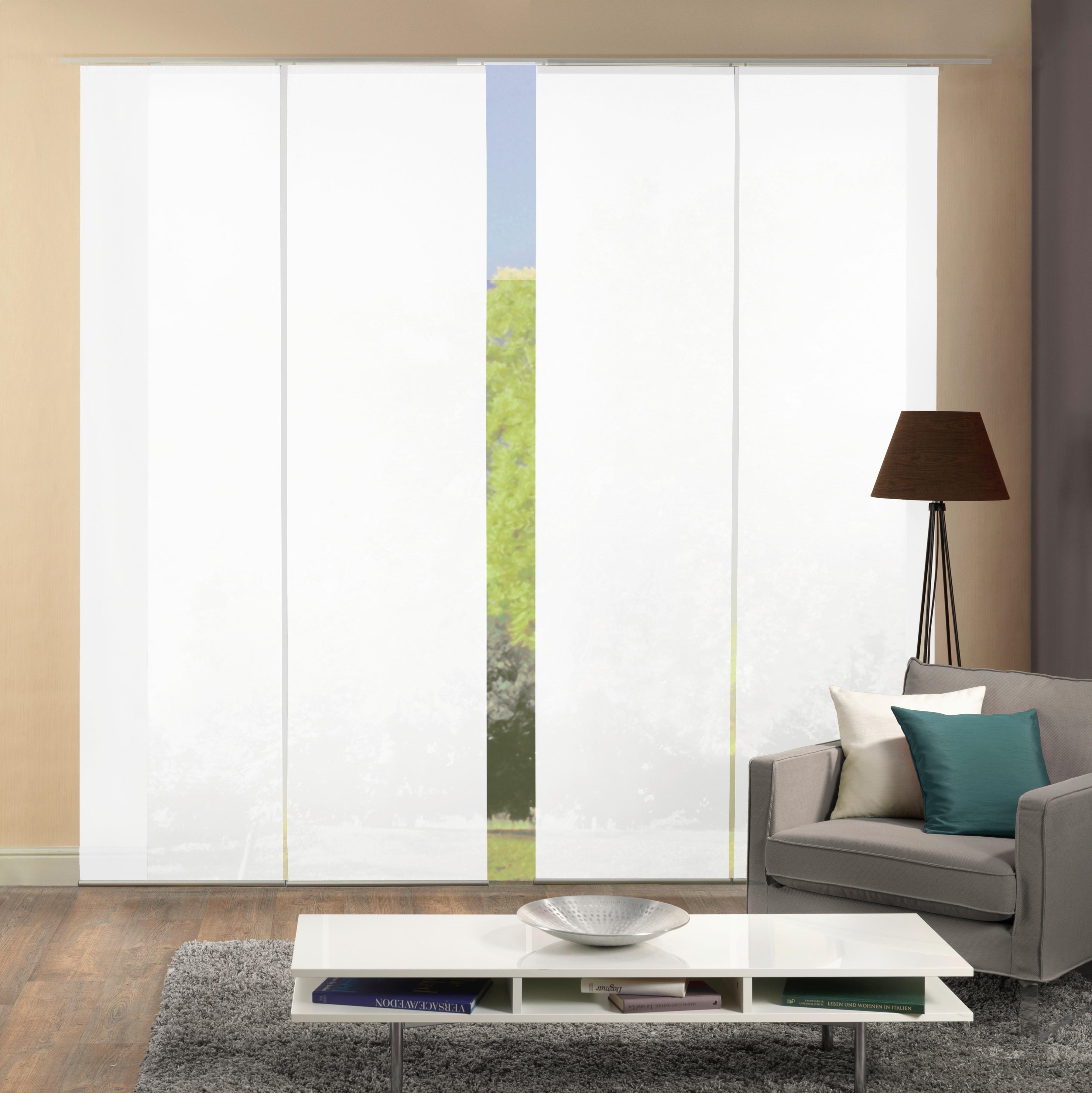 Flächenvorhang 4--Teilig. Rom B: 60 cm, Weiß halbtransparent