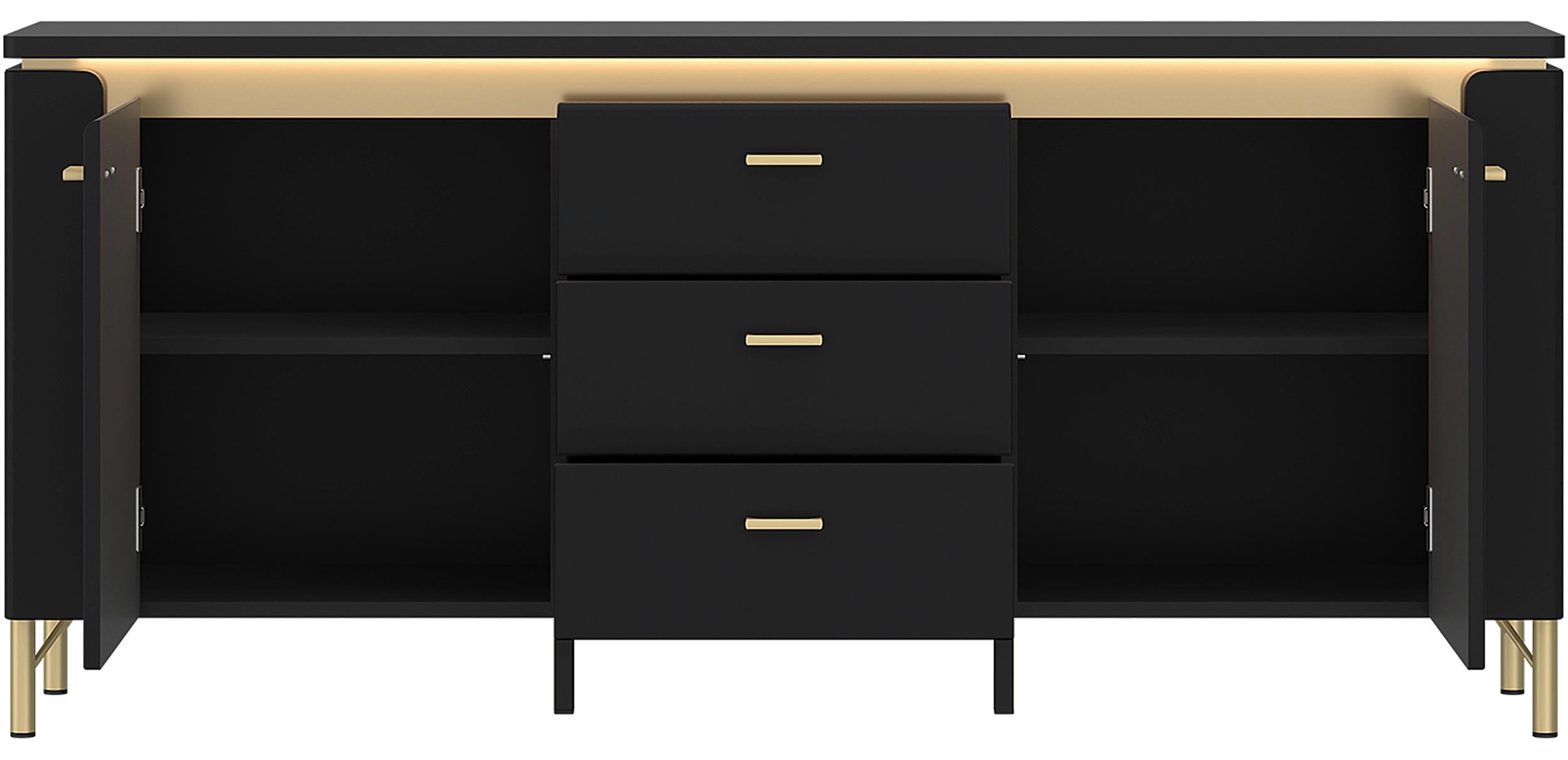 TV-Element Norica Goldfarben/Schwarz B: 155,3 cm - Goldfarben/Schwarz, Trend, Holzwerkstoff (155,3/70/40cm) - Sonnhaus
