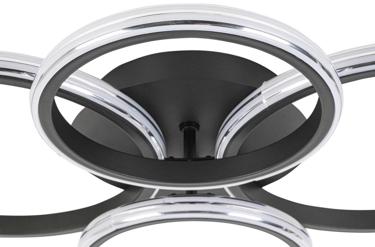 STROPNÉ LED SVIETIDLO MAXI - čierna/chrómová, Modern, kov/plast (62/46/9cm) - Mömax