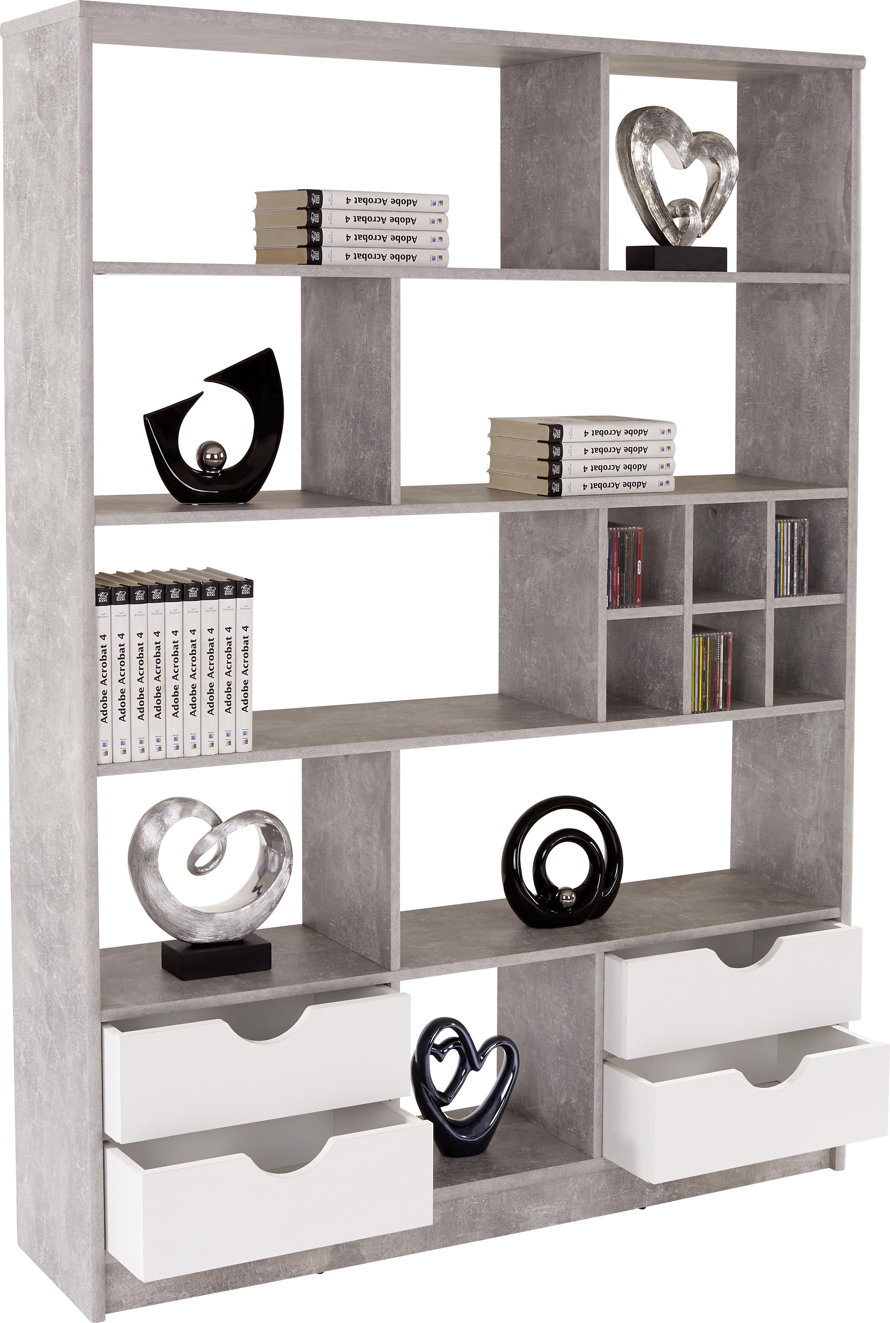 Regal mit Laden Meggy B 140cm, Betonoptik