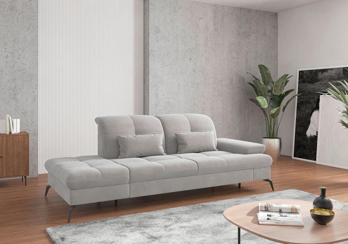 Récamiere Amica E, Silberfarben B: 231cm - Silberfarben/Schwarz, KONVENTIONELL, Textil (231/90/122cm) - Sit & More