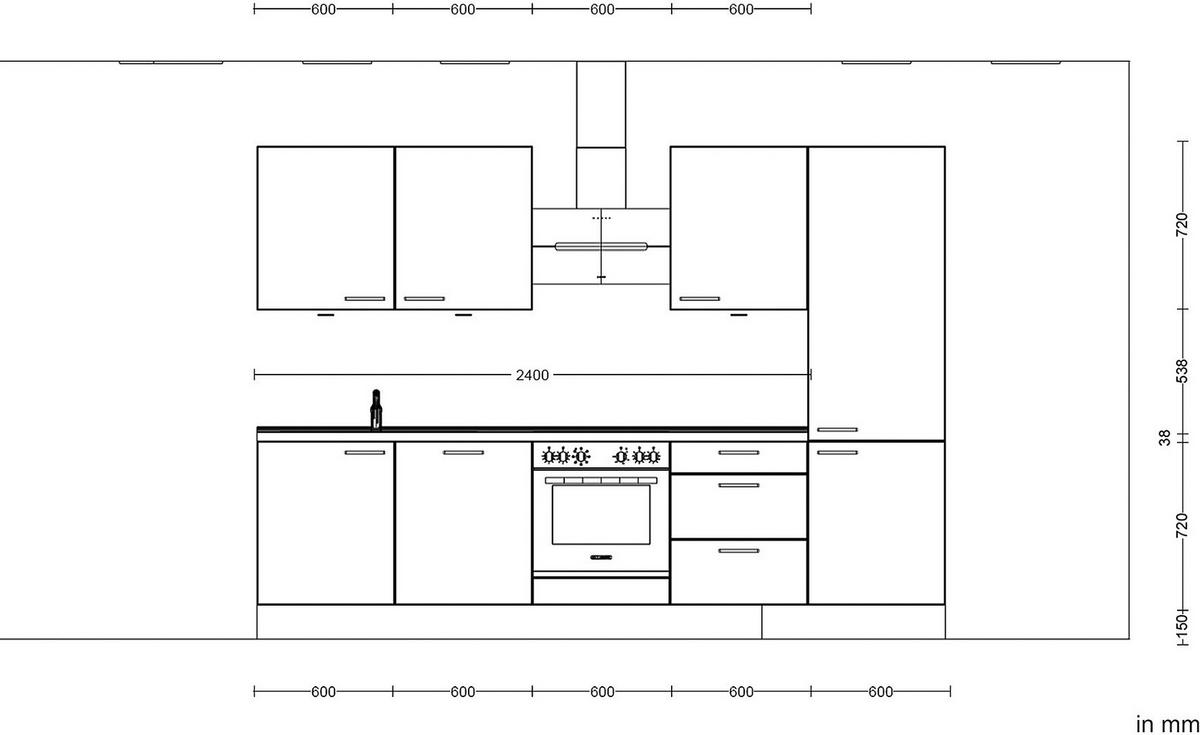 Kuchynská linka 300 cm, bridl.šedý betón/bridl.šedá - farba ušľachtilej ocele/bridlicová, Modern, kov/kompozitné drevo (300cm) - Nobilia