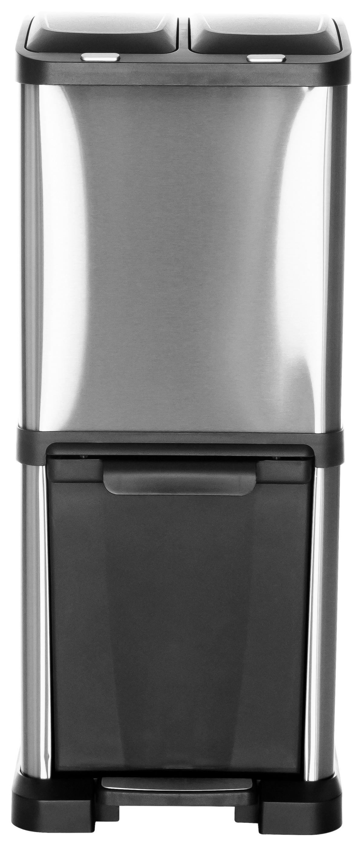 Abfallsammler Clean Vii - Silberfarben/Schwarz, Basics, Kunststoff/Metall (32/78/32cm) - MID.YOU