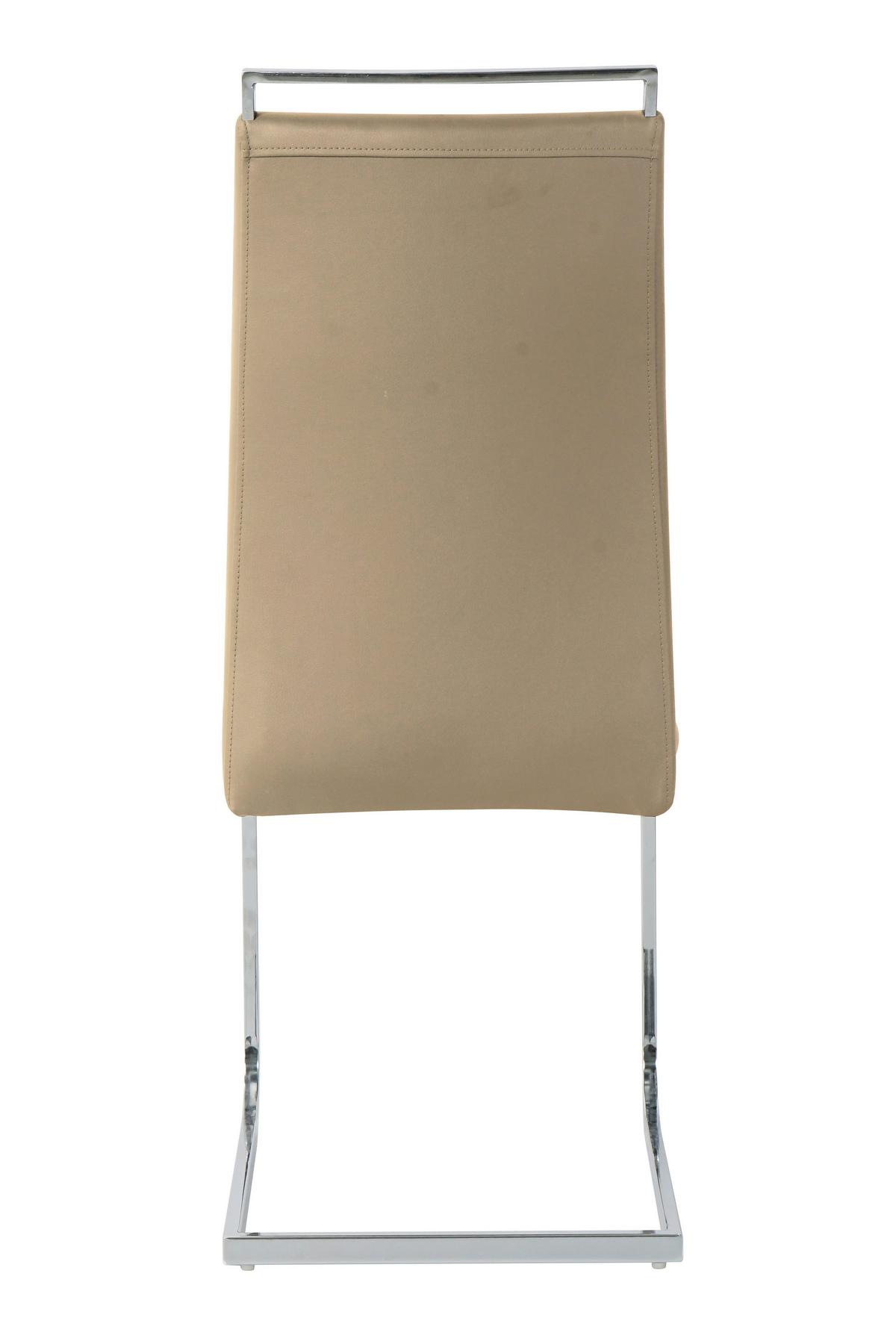 Stuhl-set Lederlook Taupe, B: 42cm - Taupe/Silberfarben, Design, Kunststoff/Textil (42/101/58cm) - Livetastic