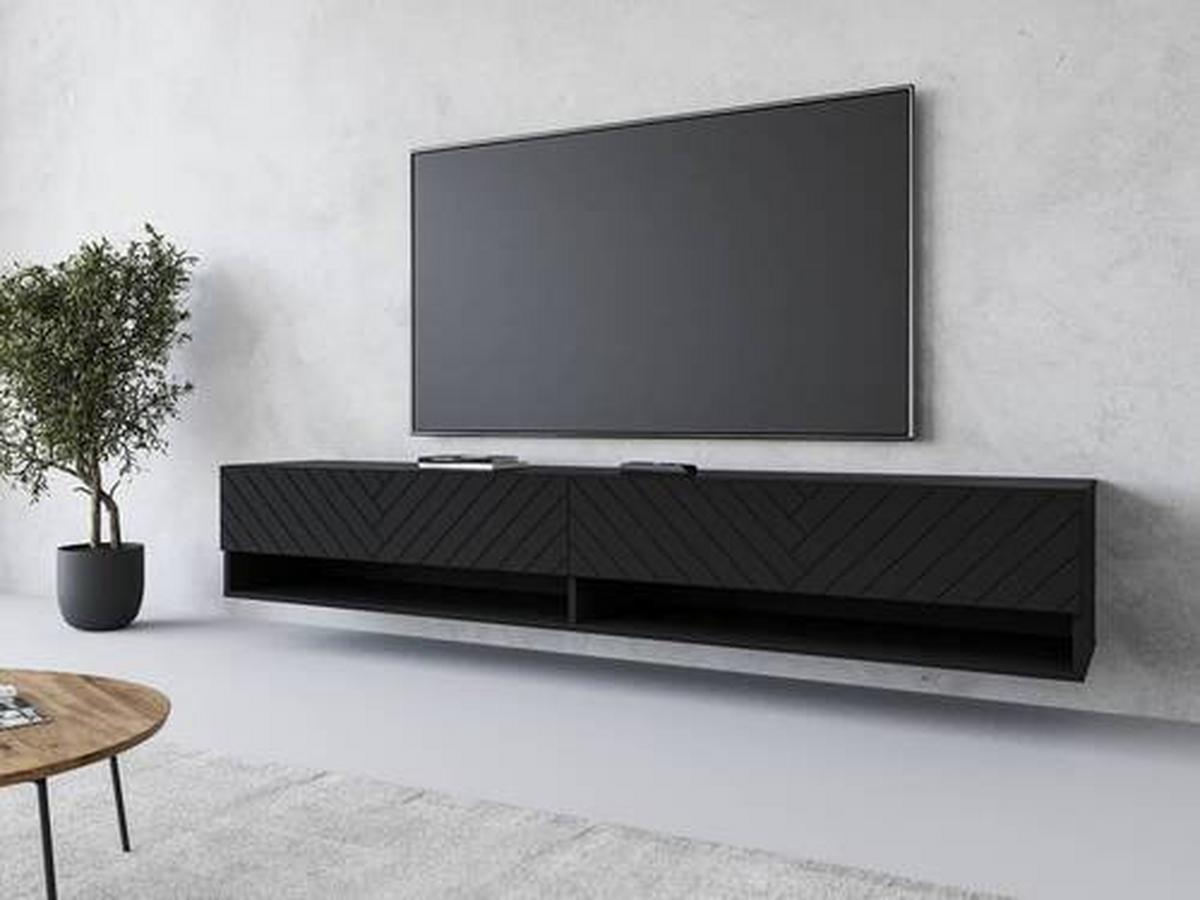 Nízká komoda s LED osvětlením - šedá/černá, Basics, kompozitní dřevo/plast (180/30/31cm) - P & B