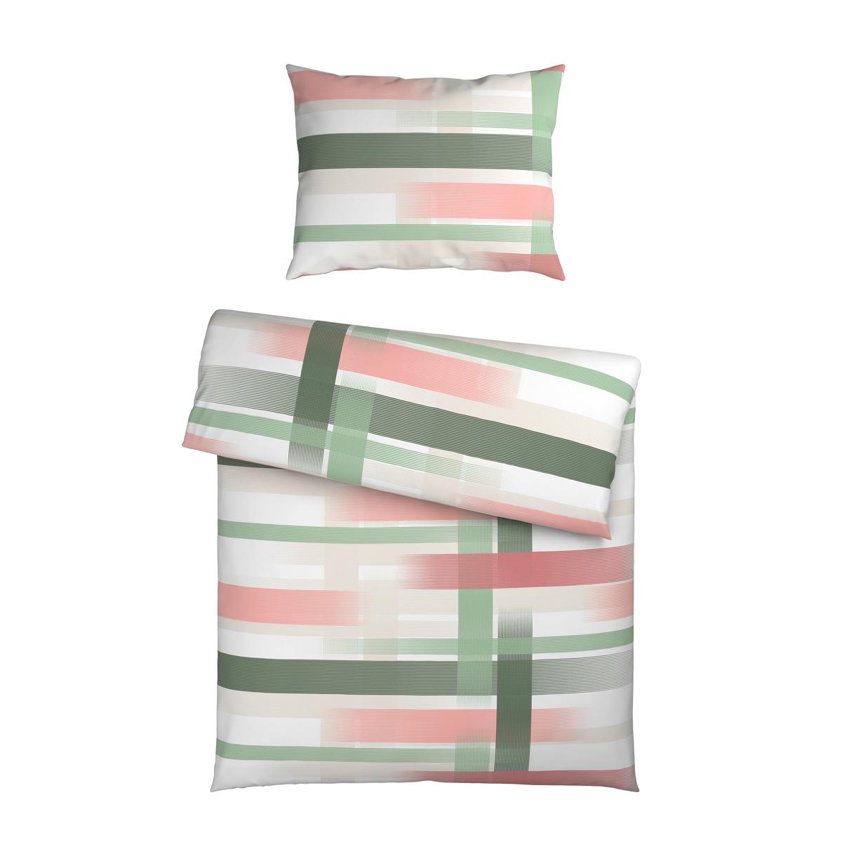 Bettwäsche Elisabeth - Rosa/Grün, MODERN, Textil - Luca Bessoni