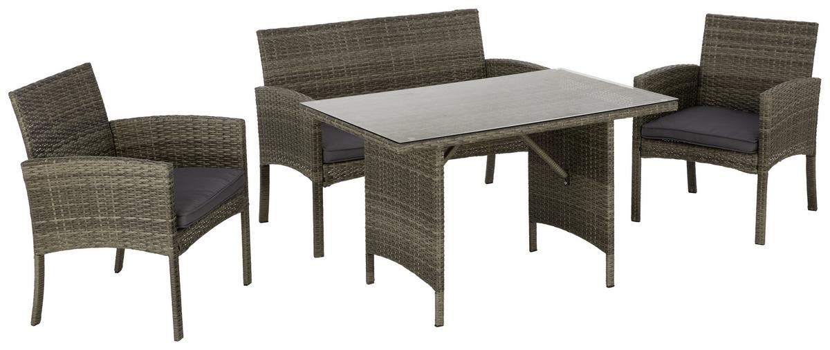 Zahradní sedací souprava MAROKKO - šedá/čiré, Moderní, kov/textil - Modern Living