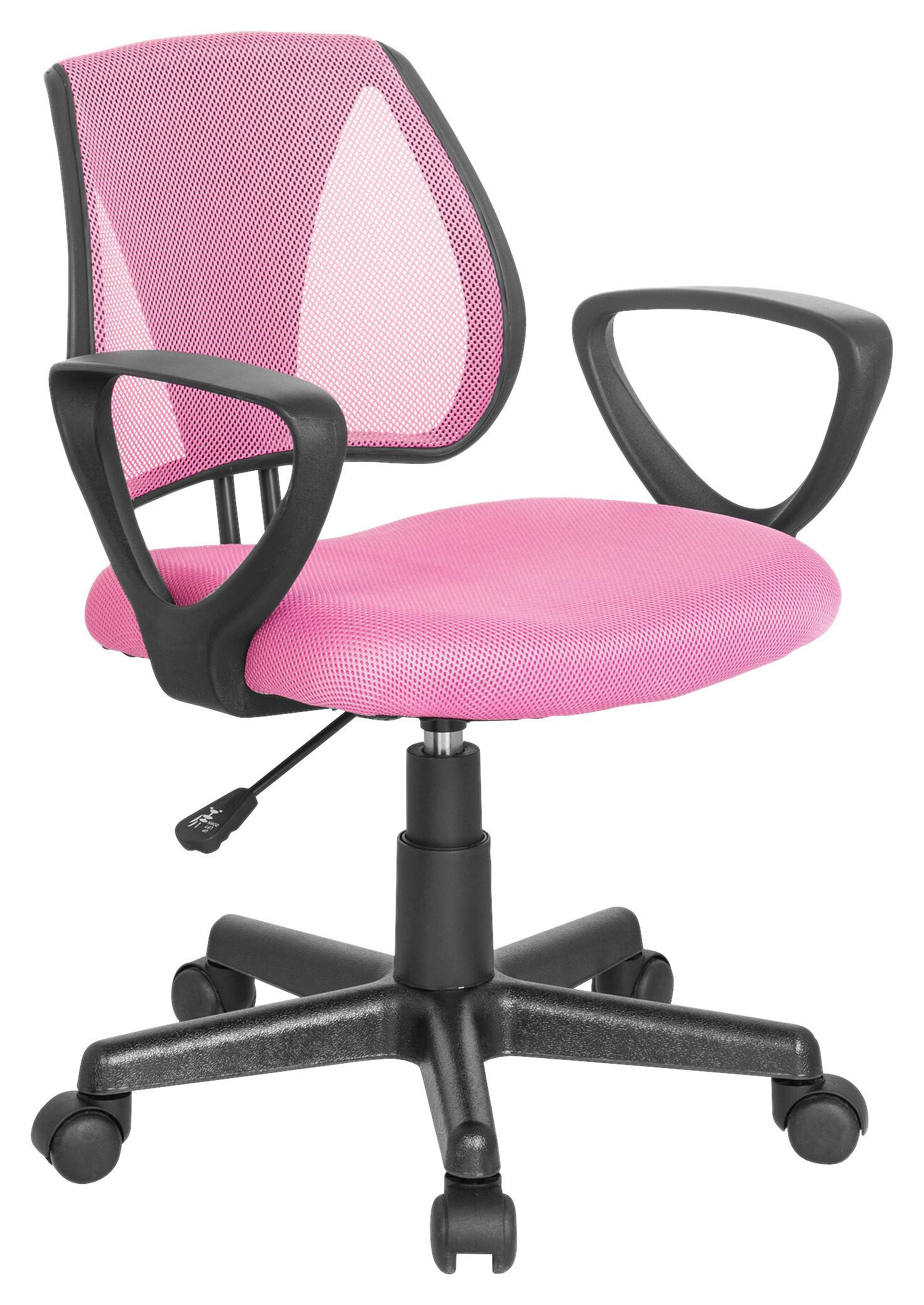 Jugenddrehstuhl Kiddy Cd mit Armstützen Pink Bis 60 Kg - Pink/Schwarz, Basics, Kunststoff (58/75-92/45cm) - MID.YOU