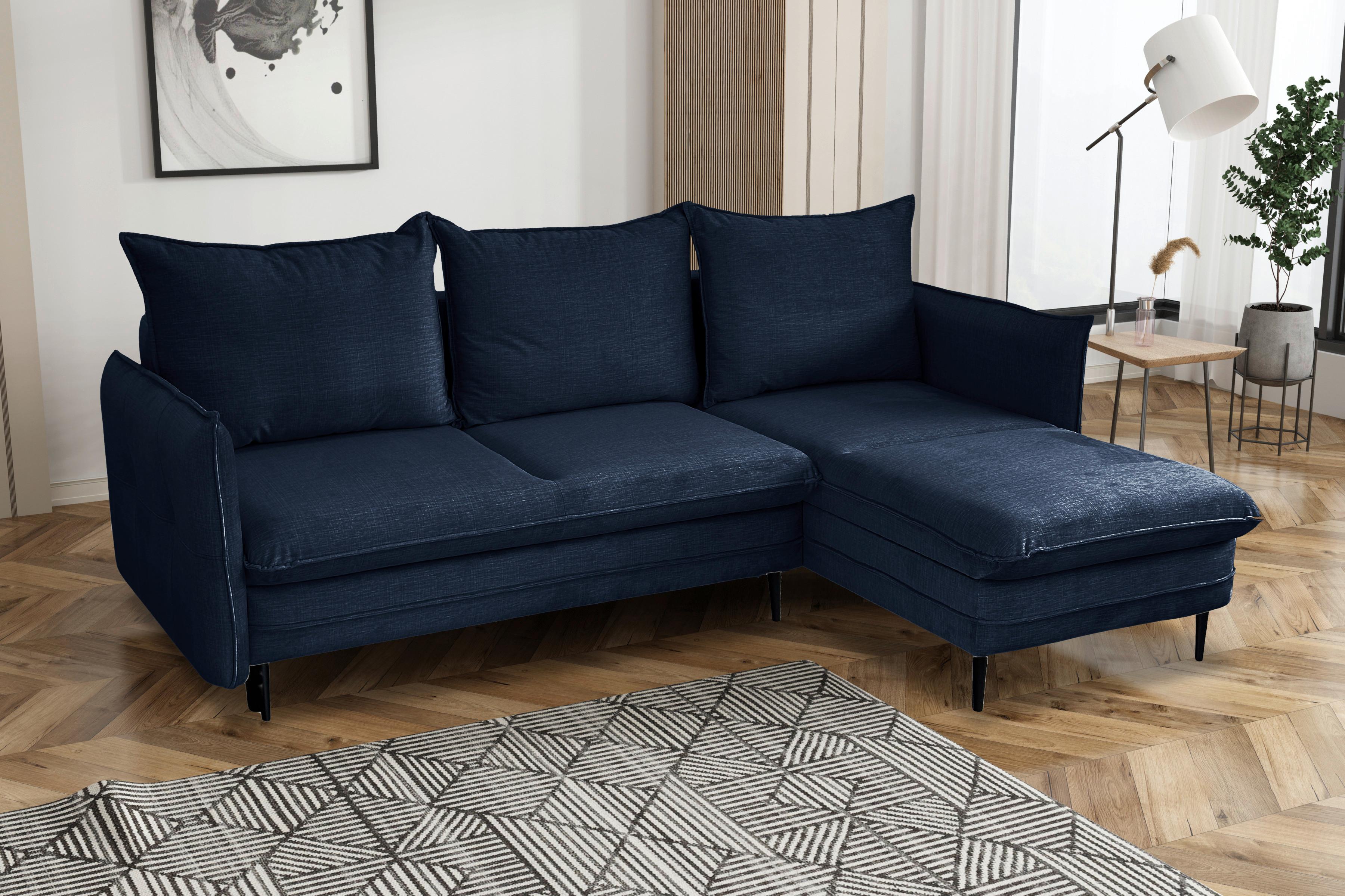 Ecksofa Melody - Blau/Schwarz, Design, Textil (170/235cm) - MID.YOU