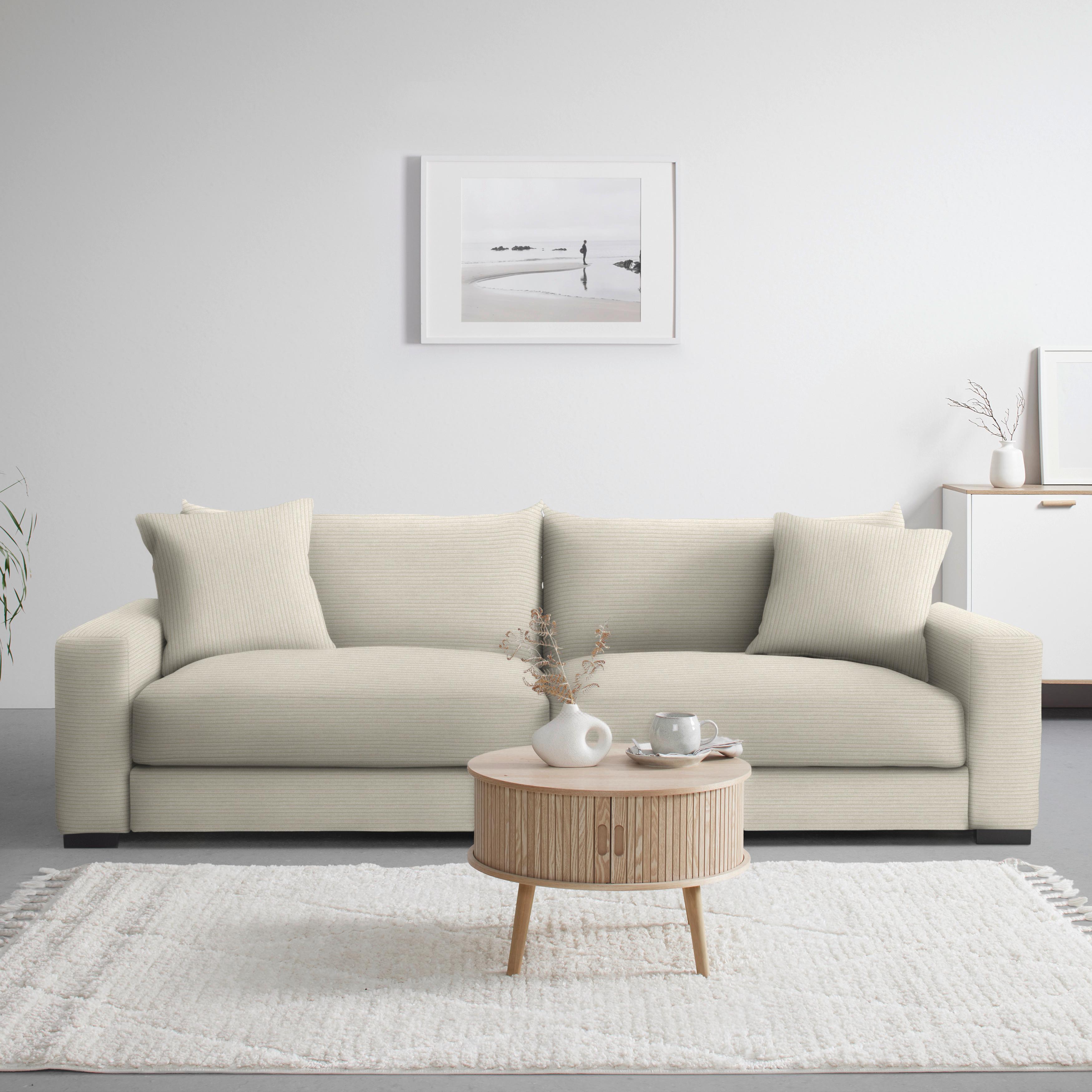 Mega pohovka PEDRO 1200, krémový manšestr - krémová, Moderní, kov/dřevo (261/83/124cm) - Mömax