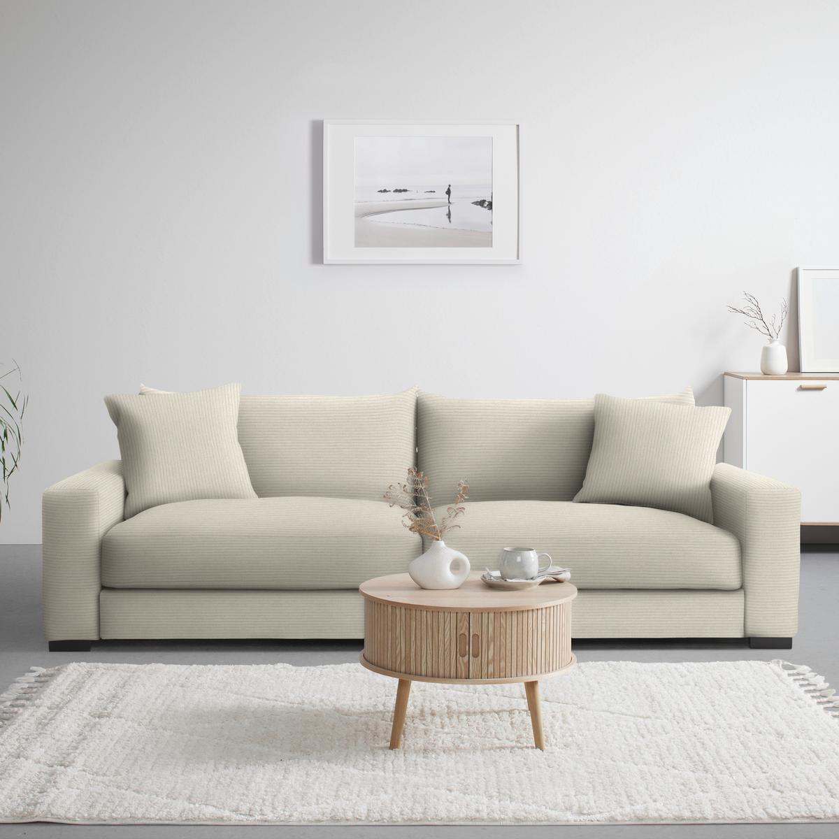 Mega pohovka PEDRO 1200, krémový manšestr - krémová, Moderní, kov/dřevo (261/83/124cm) - Mömax