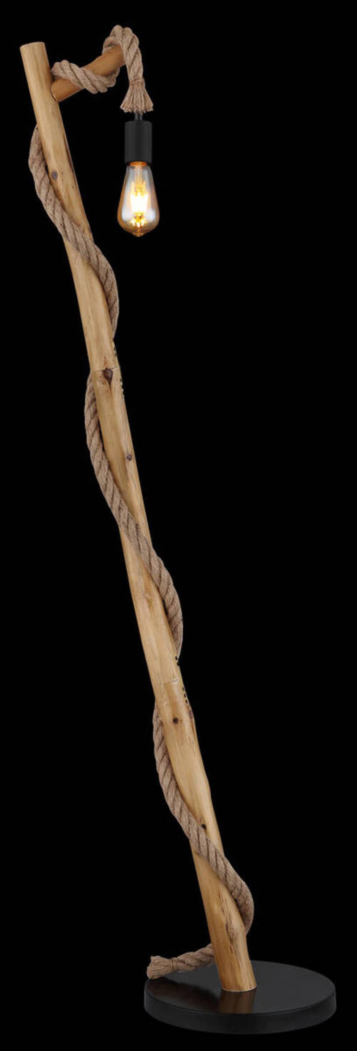 Stehleuchte 69029s - Schwarz/Braun, Natur, Naturmaterialien/Holz (42,5/30/150cm) - Globo