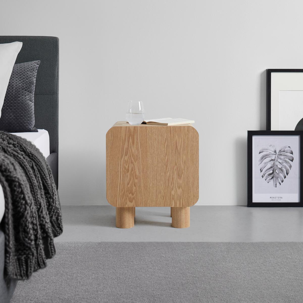 NOČNÝ STOLÍK ALVA -TREND- - prírodná farba, Modern, drevo/kompozitné drevo (40/45/30cm) - Premium Living