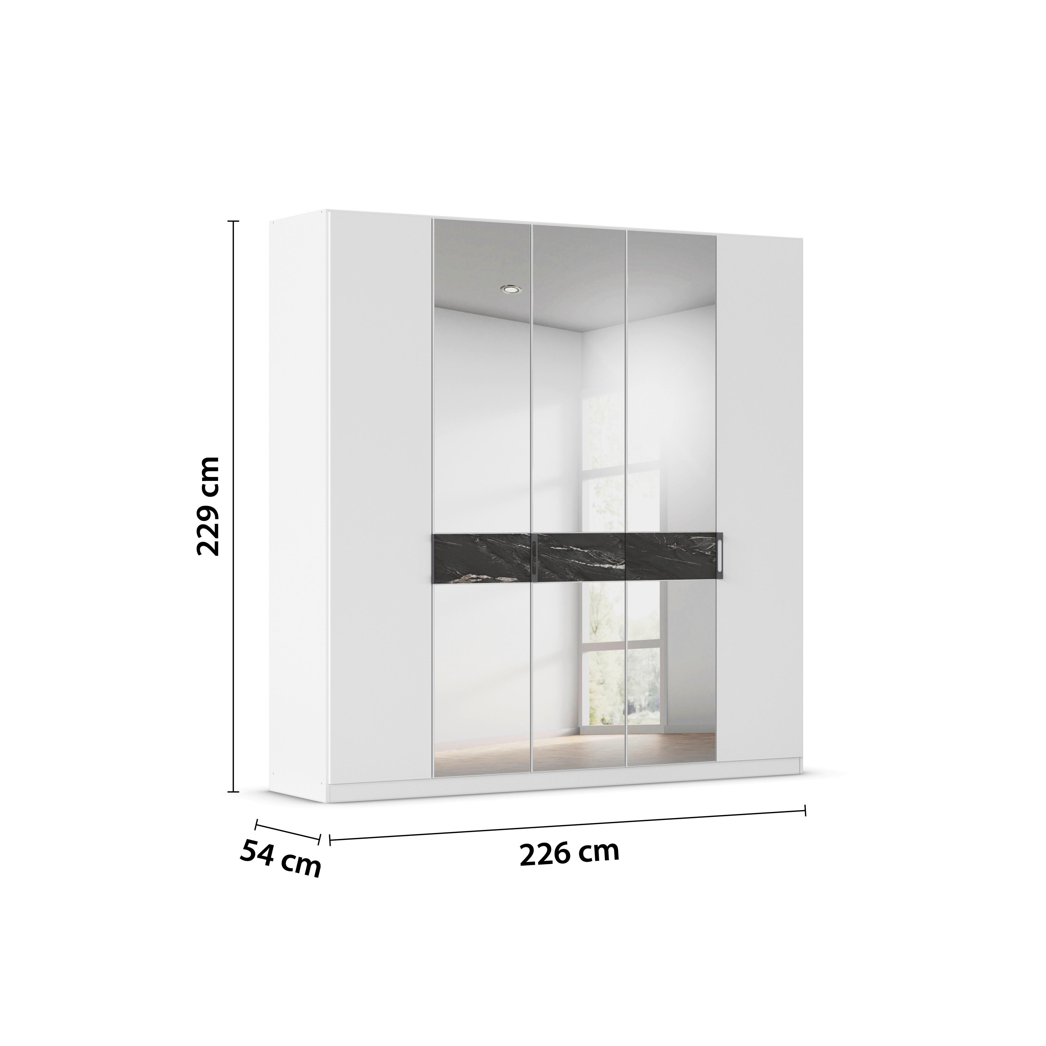Drehtürenschrank Versity-D Eiche Dekor/Marmoroptik 5-Trg - Silberfarben/Weiß, Trend, Holzwerkstoff (226/229/54cm) - James Wood