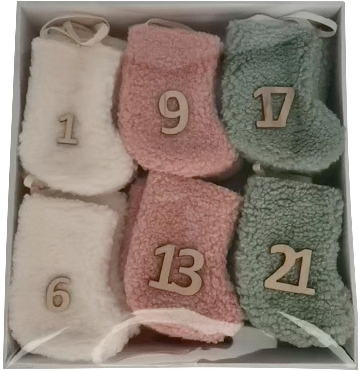 Advetný kalendár SOCKS -PAZ- - pink/jadeitovozelená, Konventionell, textil - Mömax