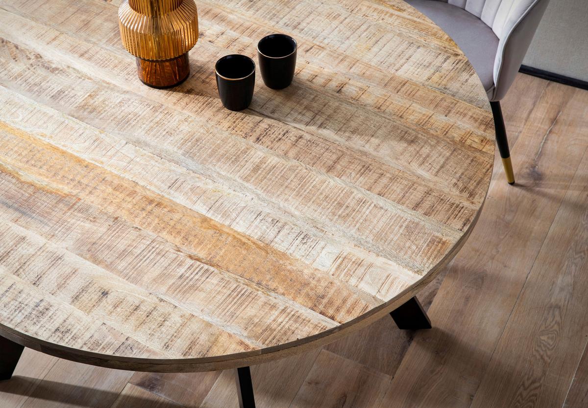 Esstisch Braun L: 120 cm - Schwarz/Braun, Design, Holz/Metall (120/120/76cm) - MID.YOU