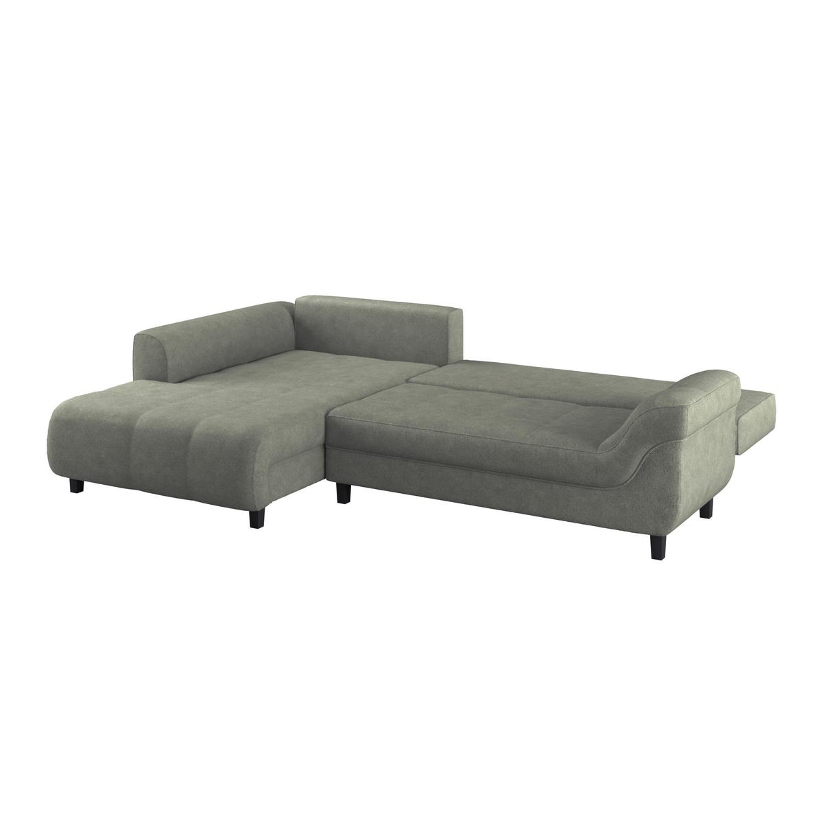Ecksofa Mendoza - Schwarz/Grün, Design, Textil (197/309cm) - Ondega