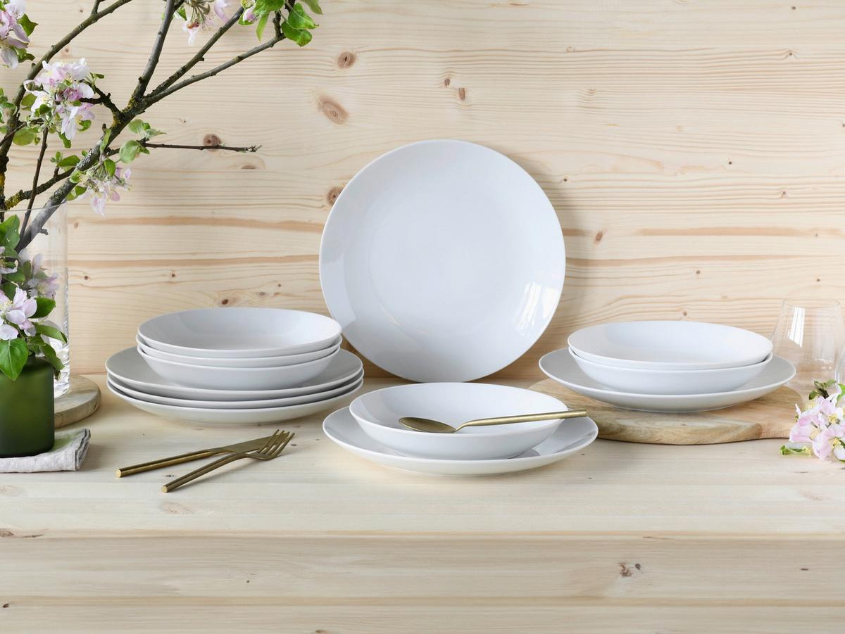 Tafelservice Luna 12--Teilig., Weiß - Weiß, Basics, Keramik - Creatable