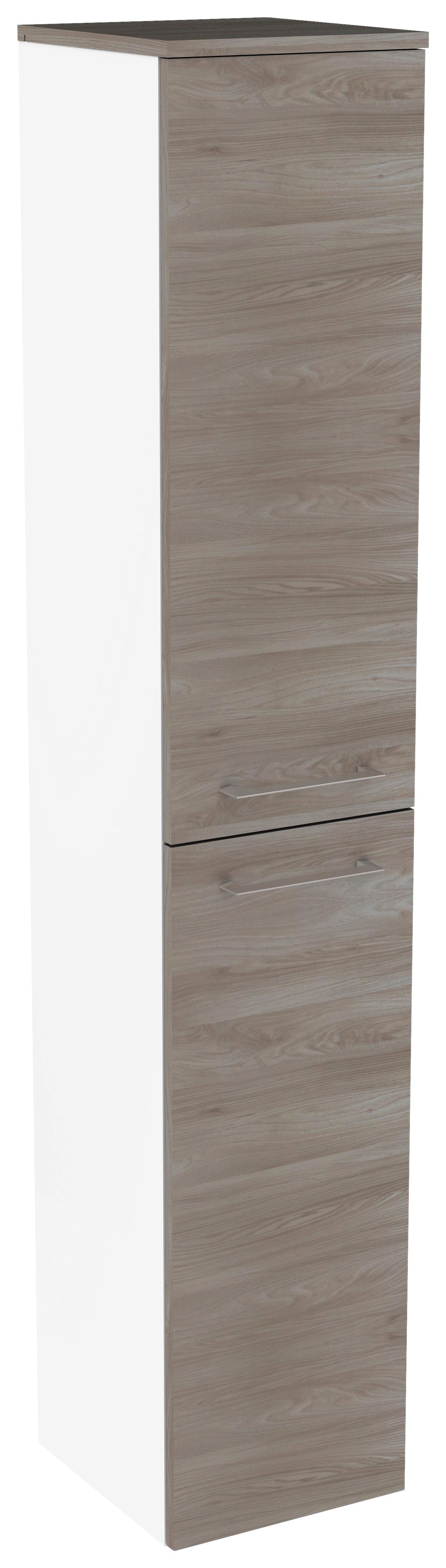 Hochschrank Lima B:31cm Weiß/esche Dekor - Eichefarben/Weiß, MODERN, Glas/Holzwerkstoff (30,5/160,5/32cm) - Fackelmann