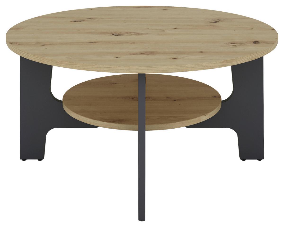 Couchtisch Jonny Anthrazit/eiche Artisan - Anthrazit/Eiche Artisan, LIFESTYLE, Holzwerkstoff (80/42,5/80cm) - MID.YOU