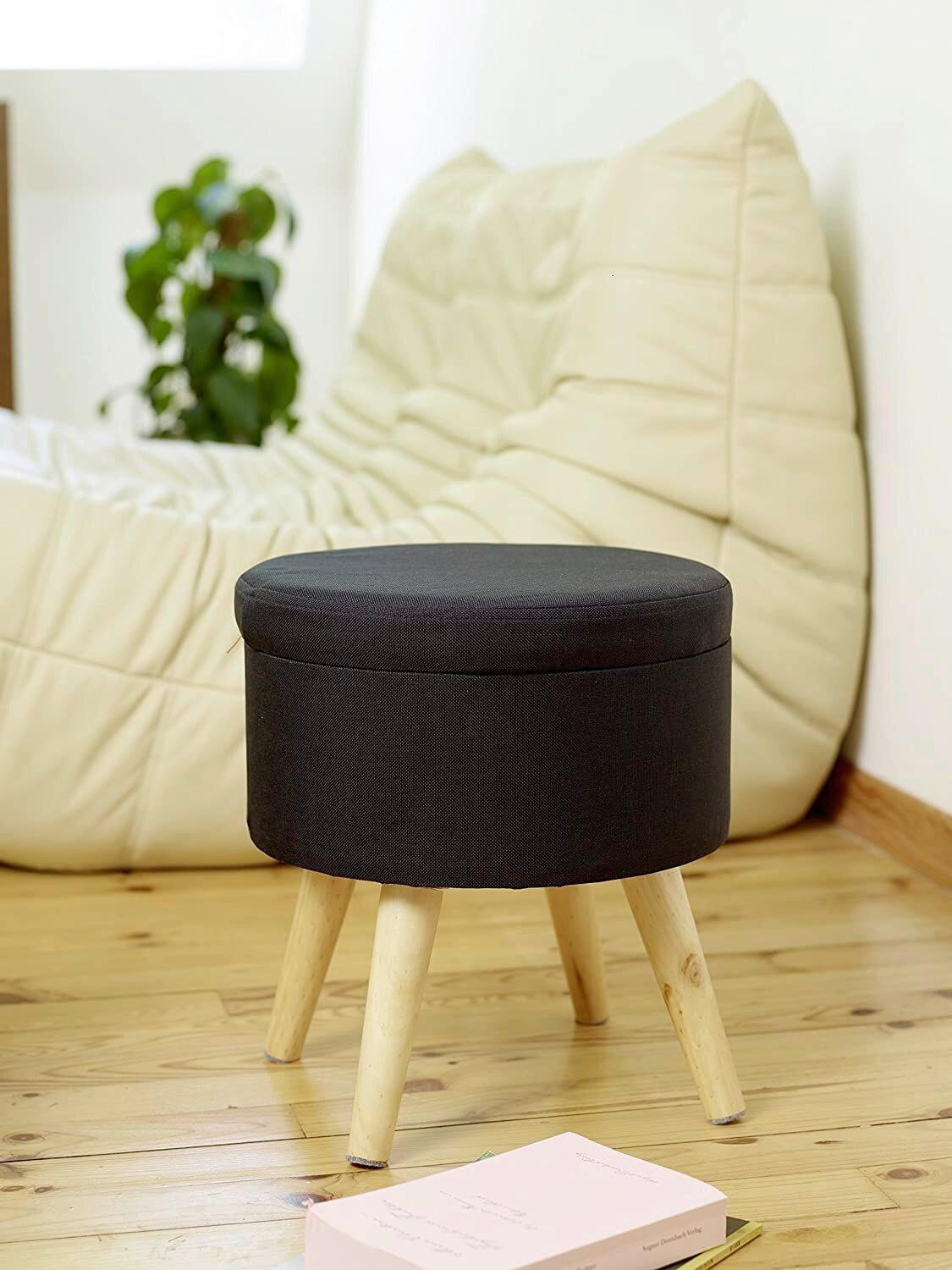 Hocker Max - Schwarz, Design, Textil (32,5/36/32,5cm) - Echtwerk