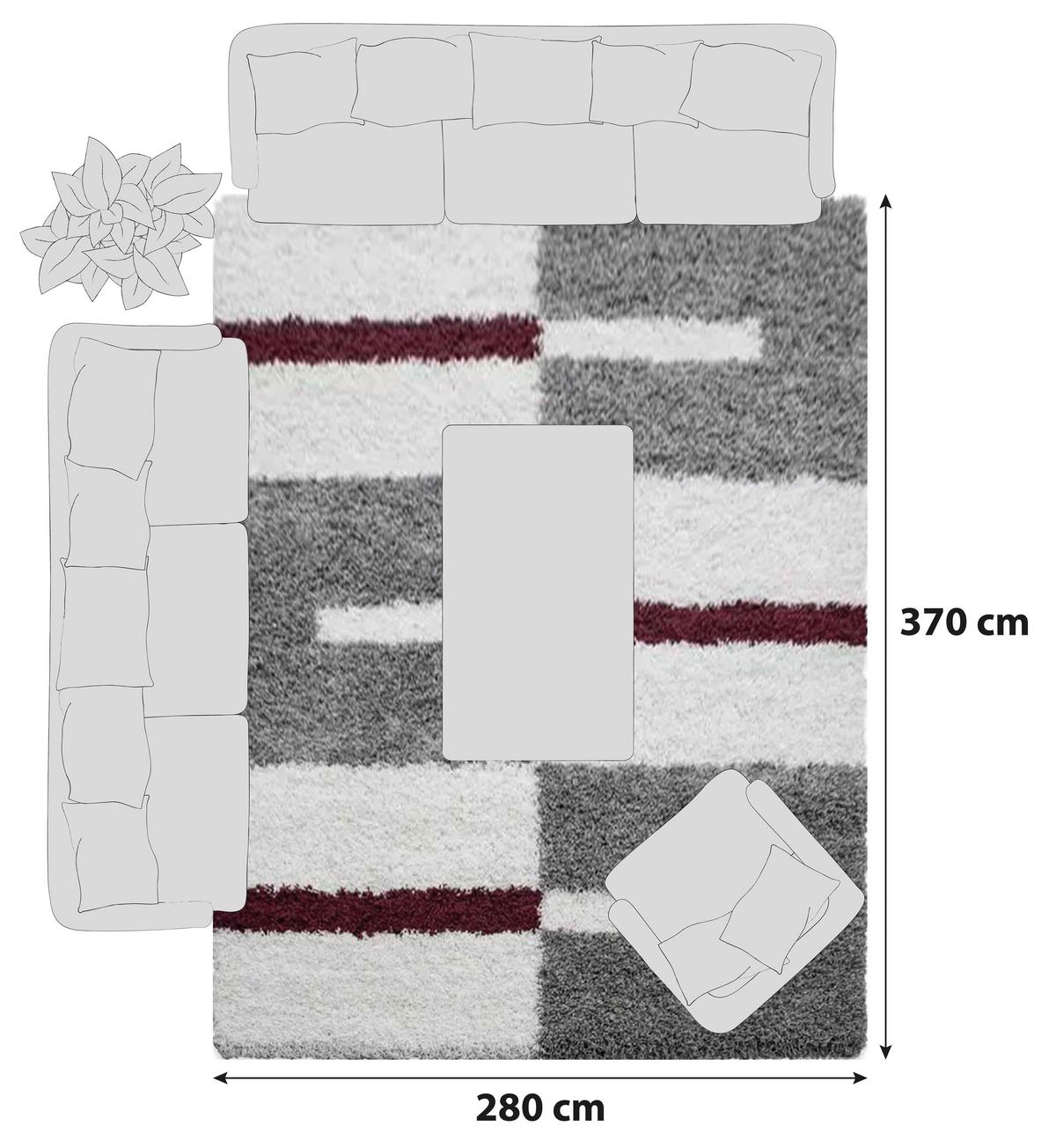 Hochflor Teppich Rot Gala 280x370 Cm - Rot, Design, Textil (280/370cm)