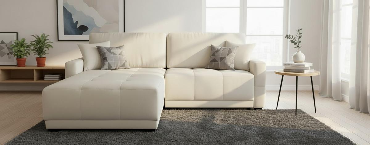 Ecksofa Mount Creme S: 237x186 cm - Creme, Design, Textil (237/186cm) - MID.YOU