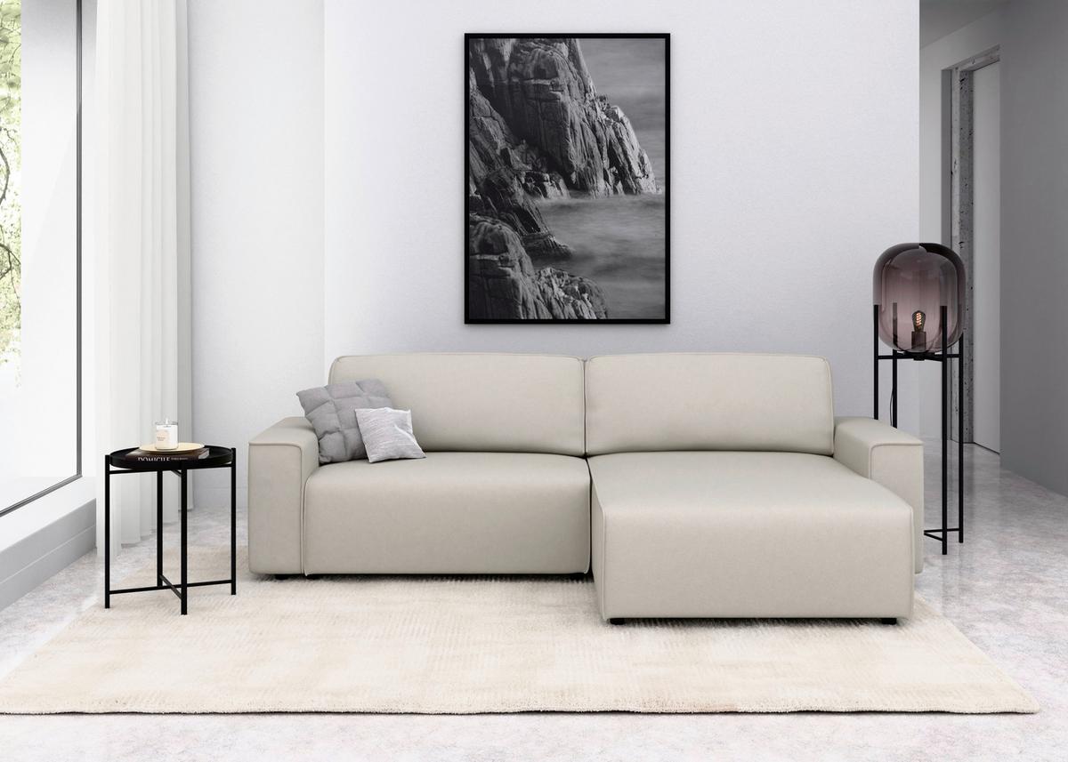 Ecksofa Chance Sandfarben S: 265x164 cm - Sandfarben/Schwarz, MODERN, Textil (265/164cm) - Trendmanufaktur
