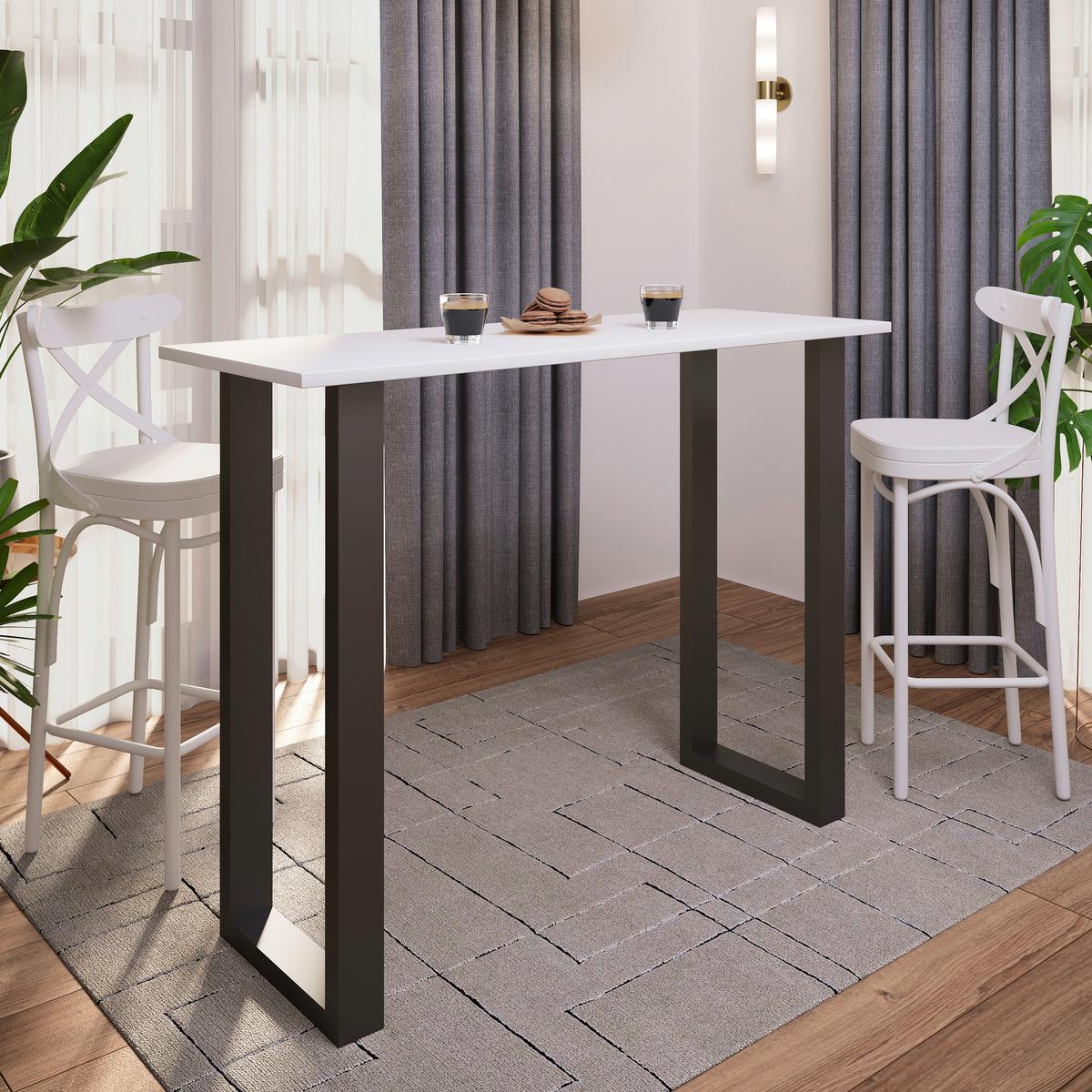 Bartisch Xona B 140x50 - Schwarz/Weiß, KONVENTIONELL, Holzwerkstoff/Metall (140/50/102cm)