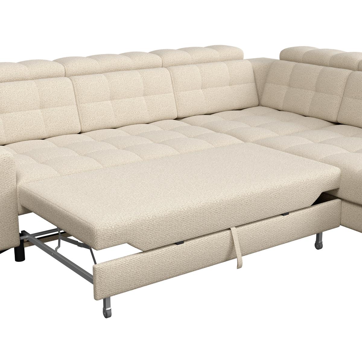 Ecksofa Barletta New Velours Beige, 289x228cm - Beige/Schwarz, ROMANTIK / LANDHAUS, Textil (289/228cm) - Luca Bessoni