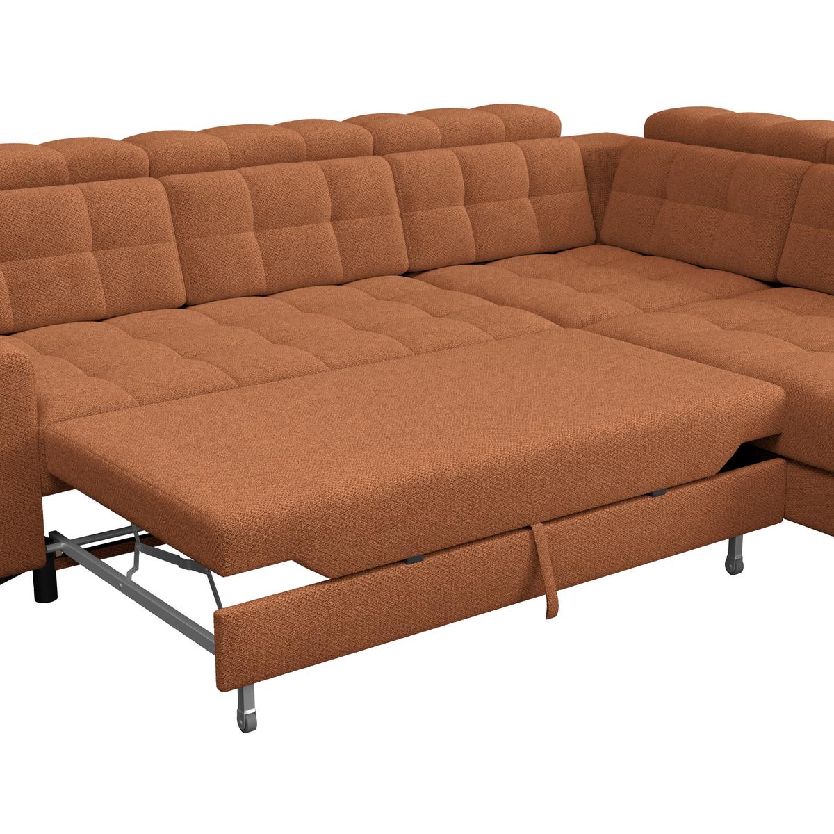 Ecksofa Barletta New Velours Terracotta, 289x228cm - Terracotta/Schwarz, ROMANTIK / LANDHAUS, Textil (289/228cm) - Luca Bessoni