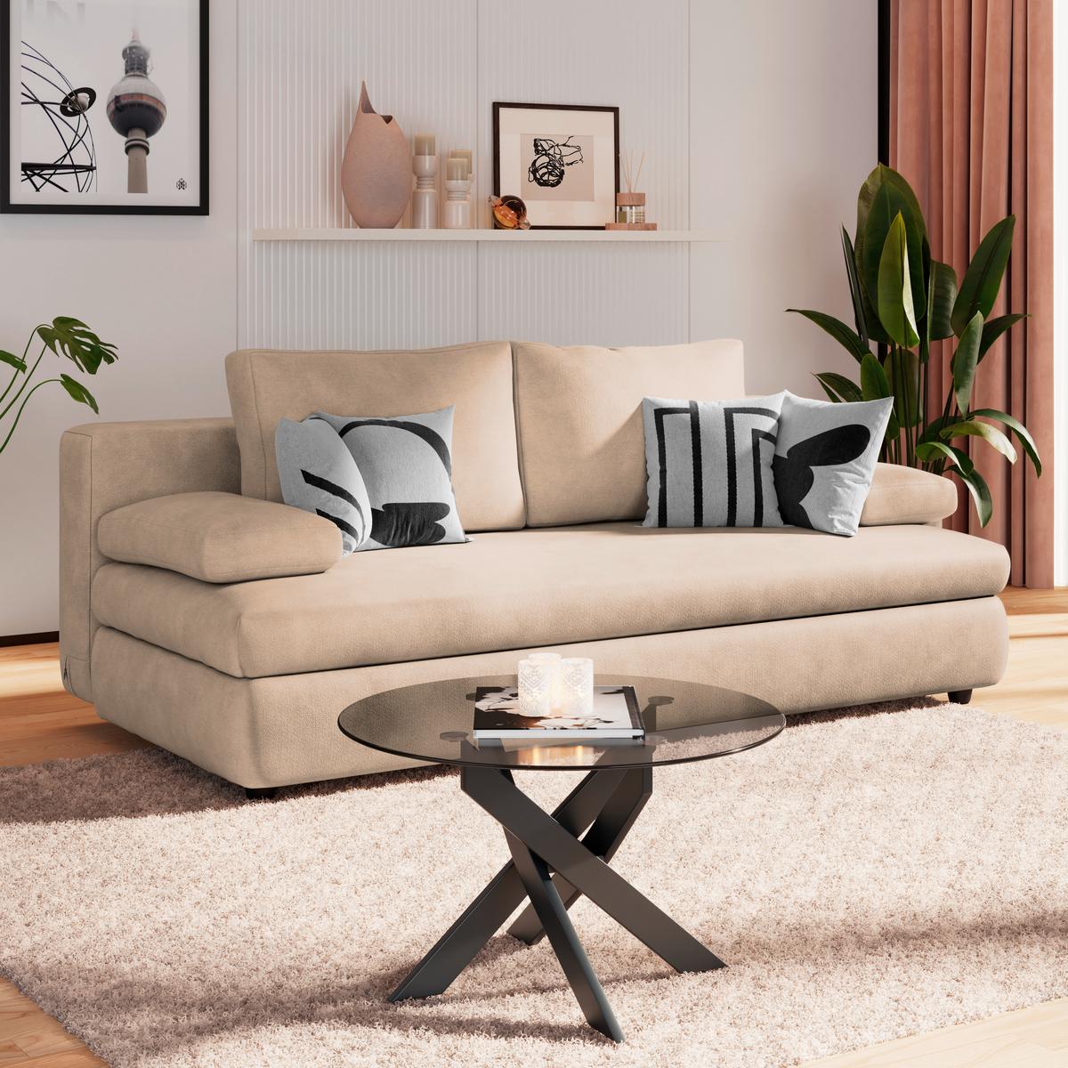 Schlafsofa Oslo Braun, Lf: 200x140 cm - Braun, Trend, Holz/Kunststoff (205/72/100cm)