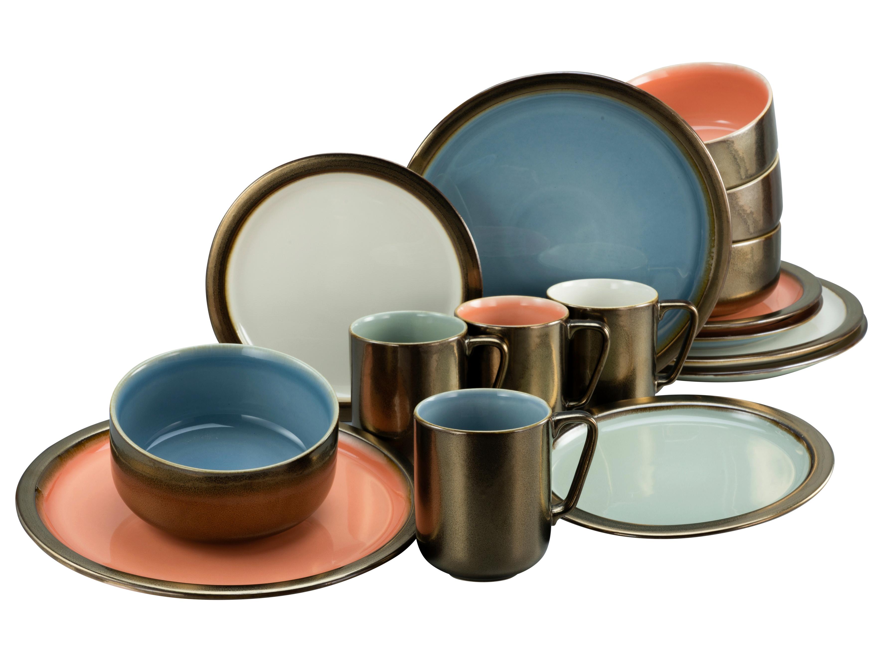 Kombiservice Keramik 4 Personen Geschirr Set - Multicolor, Keramik - Creatable