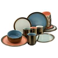 Kombiservice Keramik 4 Personen Geschirr Set - Multicolor, Keramik - Creatable