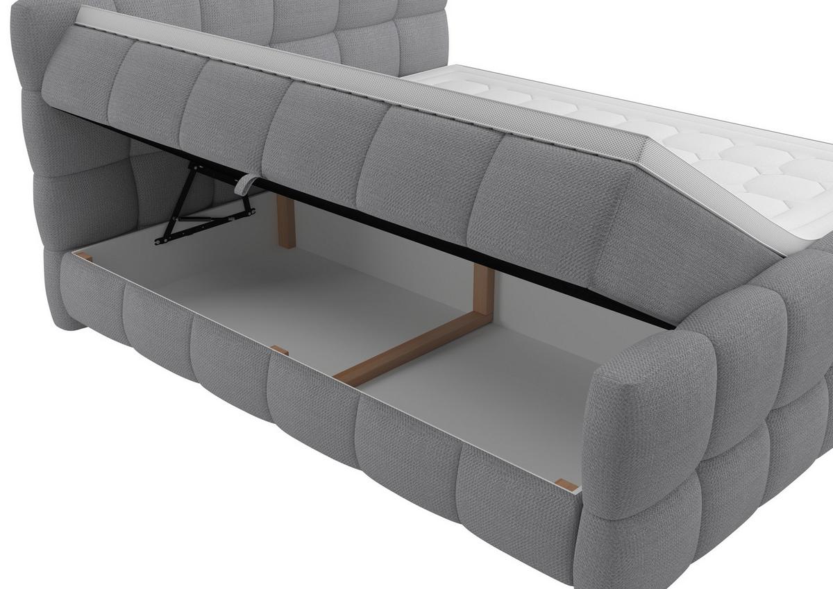 BOXSPRINGBETT inkl. Bettkasten 180x200 - Schwarz/Grau, Trend, Holz/Holzwerkstoff (180/200cm) - Sembella