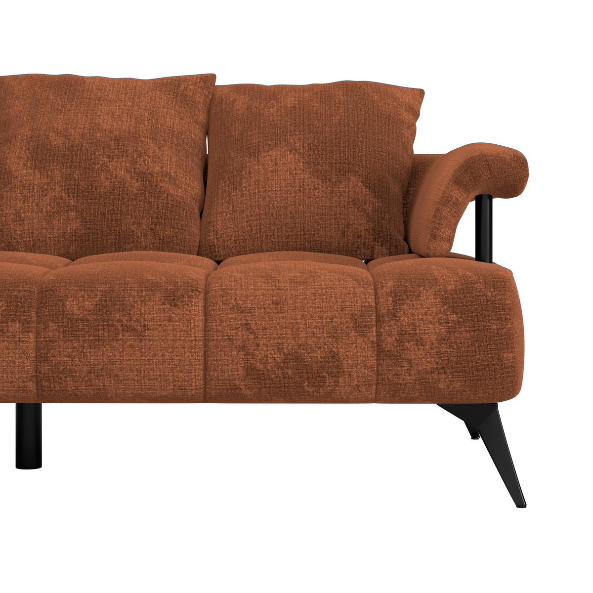 Rohová sedačka VANESSA NEW nutná š. dveří 90 cm, levá - černá/rezavá, Moderní, kov/textil (200/297cm)