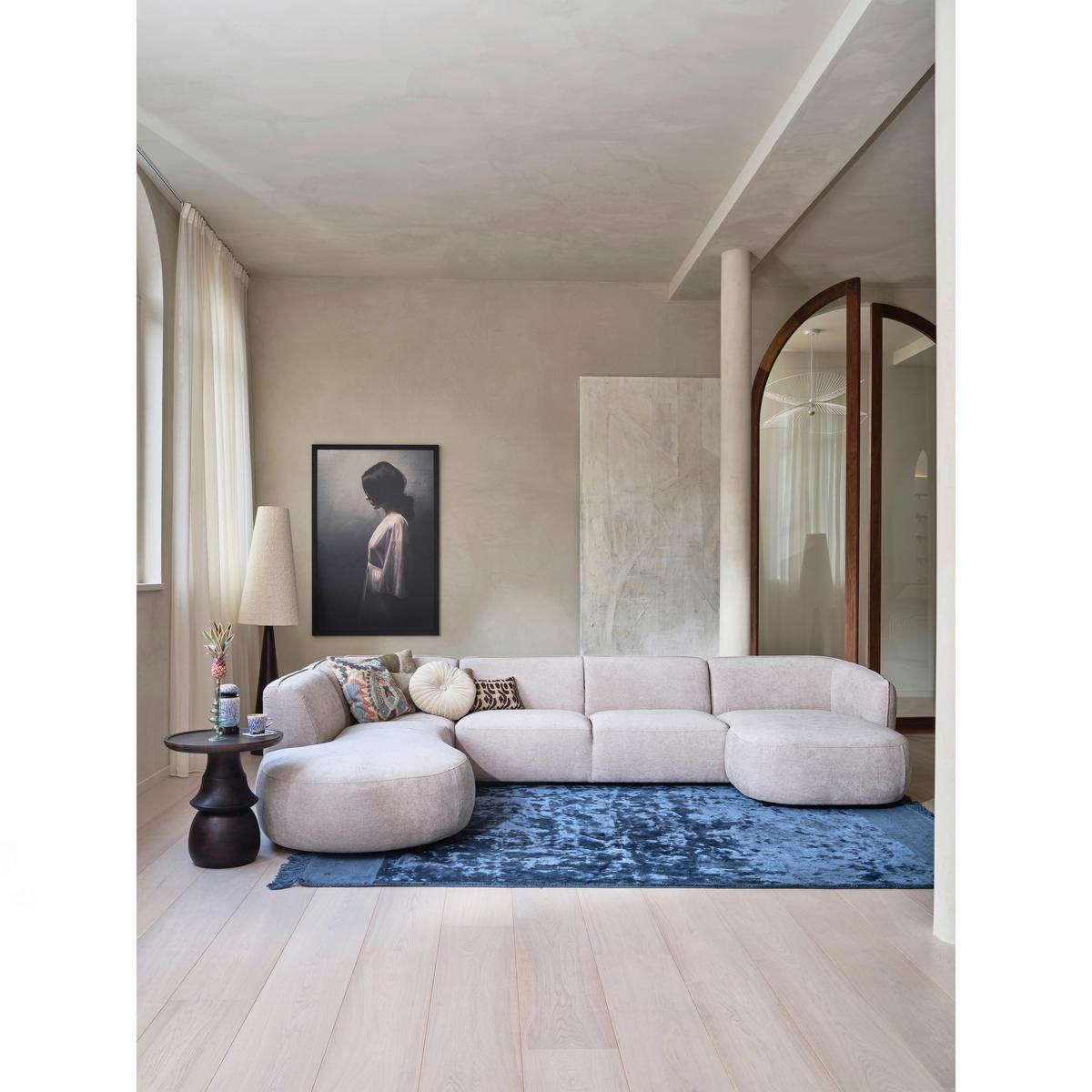 Ecksofa Polly Sandfarben U: 245x353x150cm - Sandfarben/Schwarz, Design, Textil (245/353/150cm) - Livetastic