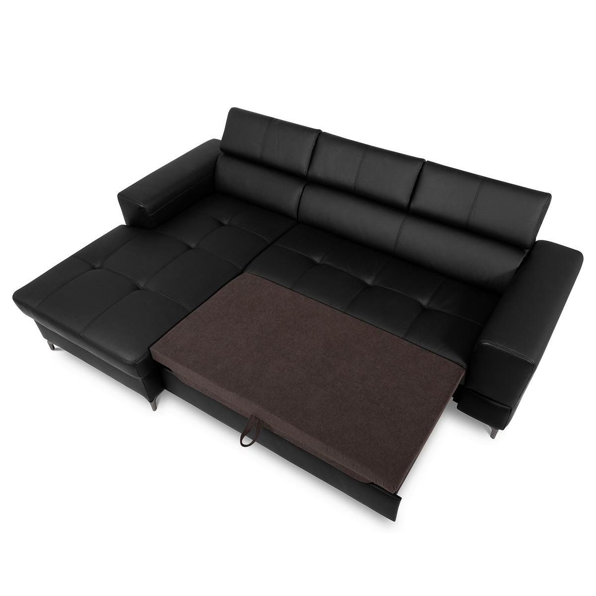 Ecksofa Torino Teilleder Schwarz 173x247 - Schwarz, Design, Leder/Textil (173/247cm) - Livetastic