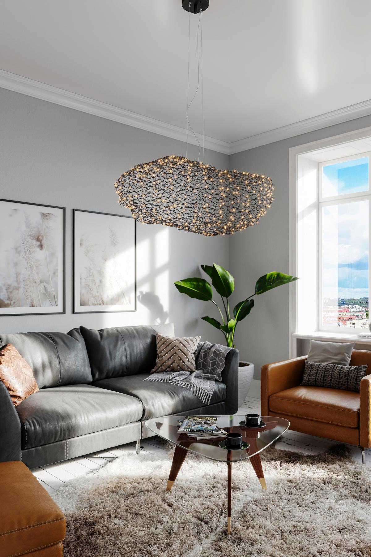 LED-Hängeleuchte Hayden H: 115 cm 1-Flammig - Schwarz, Design, Metall (115/37/50cm) - By Rydéns