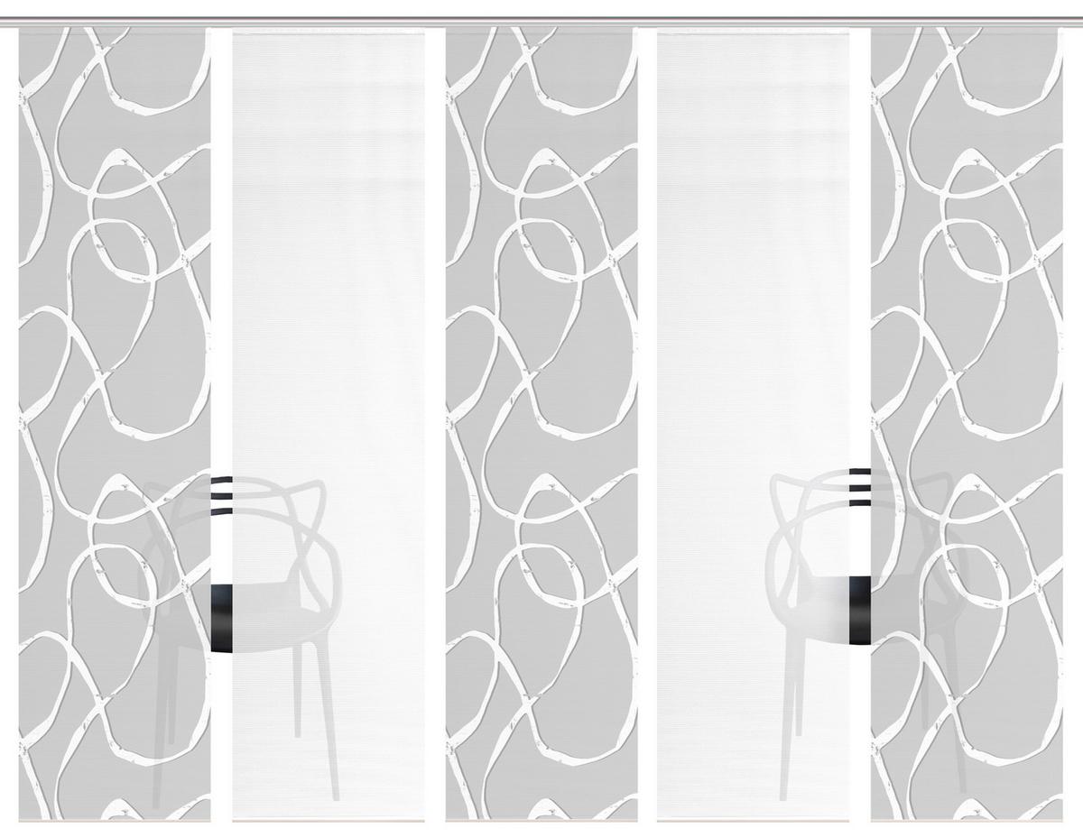 Flächenvorhang Ophelia 5er Set - Hellgrau/Weiß, KONVENTIONELL, Textil (60/260cm)