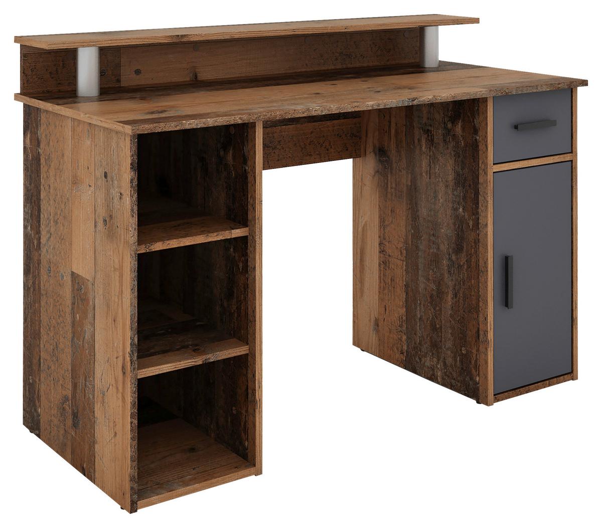 Schreibtisch mit Stauraum B 120 cm Diego, Alteiche Dekor - Alteiche/Anthrazit, MODERN, Holzwerkstoff (120/88/55cm) - MID.YOU