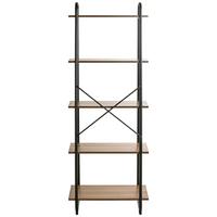 ŽEBŘÍKOVÝ REGÁL HENGELO 5 - černá/barvy dubu, Moderní, kov/kompozitní dřevo (60/164/36cm) - Mömax