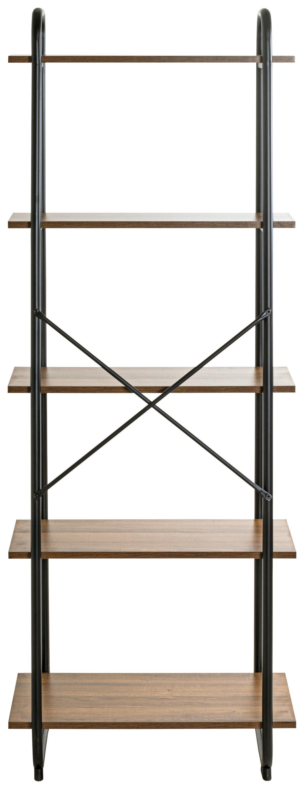 ŽEBŘÍKOVÝ REGÁL HENGELO 5 - černá/barvy dubu, Moderní, kov/kompozitní dřevo (60/164/36cm) - Mömax