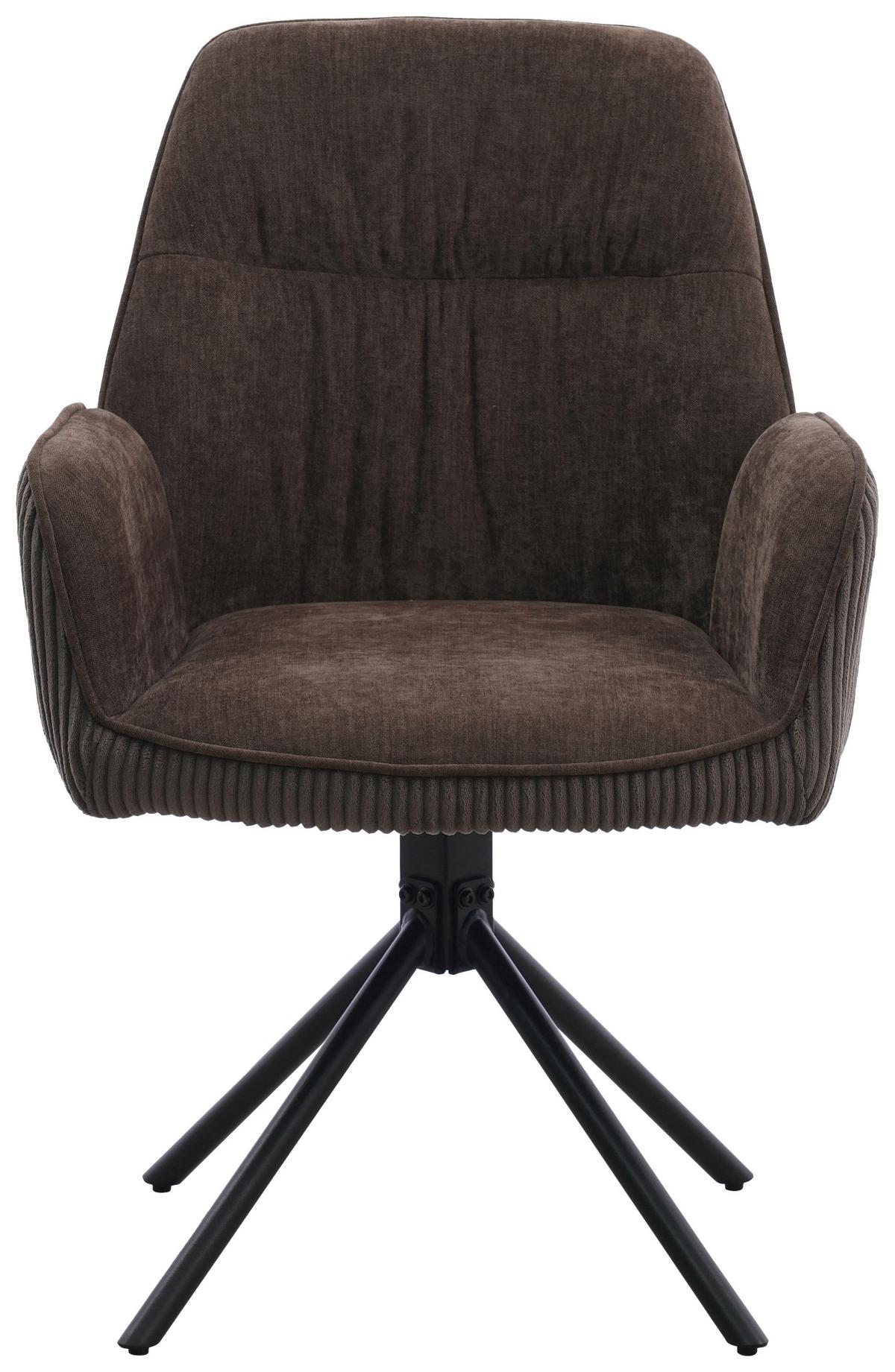 Armlehnstuhl Oulo Braun/Dunkelbraun B: 60 cm - Dunkelbraun/Schwarz, MODERN, Textil/Metall (60/89/65cm) - Livetastic