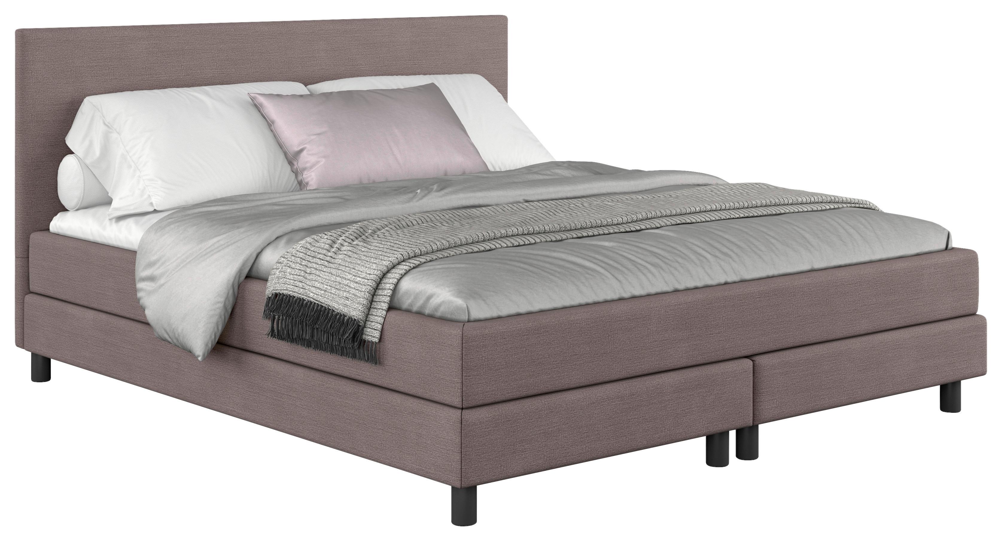 Boxbett mit Topper Andorra 160x200 cm Taupe - Taupe/Schwarz, MODERN, Holzwerkstoff/Textil (160/200cm) - MID.YOU