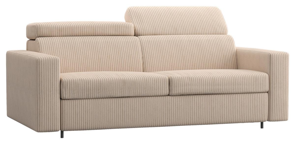 Rozkládací pohovka BARI, krémová, manšestr, s lůžkem - krémová, Basics, dřevo (200/80-98/101cm)