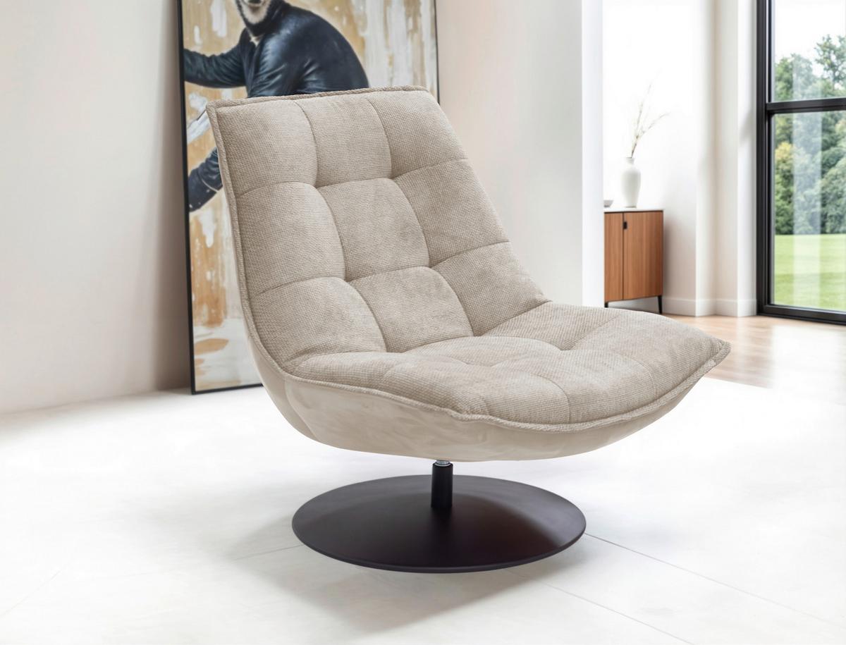 Sessel Zen Hellbraun B: 94 Cm - Hellbraun/Schwarz, Design, Textil (94/97/106cm) - Livetastic